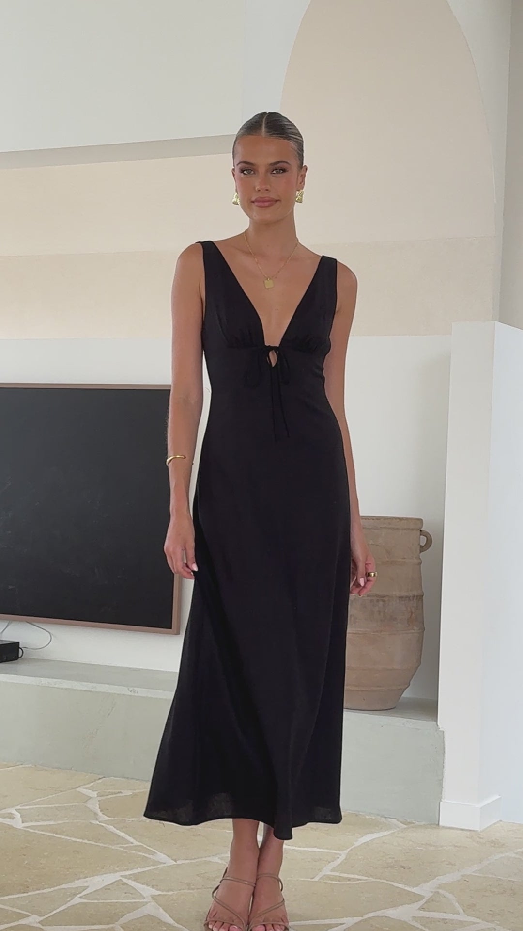 Load video: Kataryna Maxi Dress - Black - Billy J