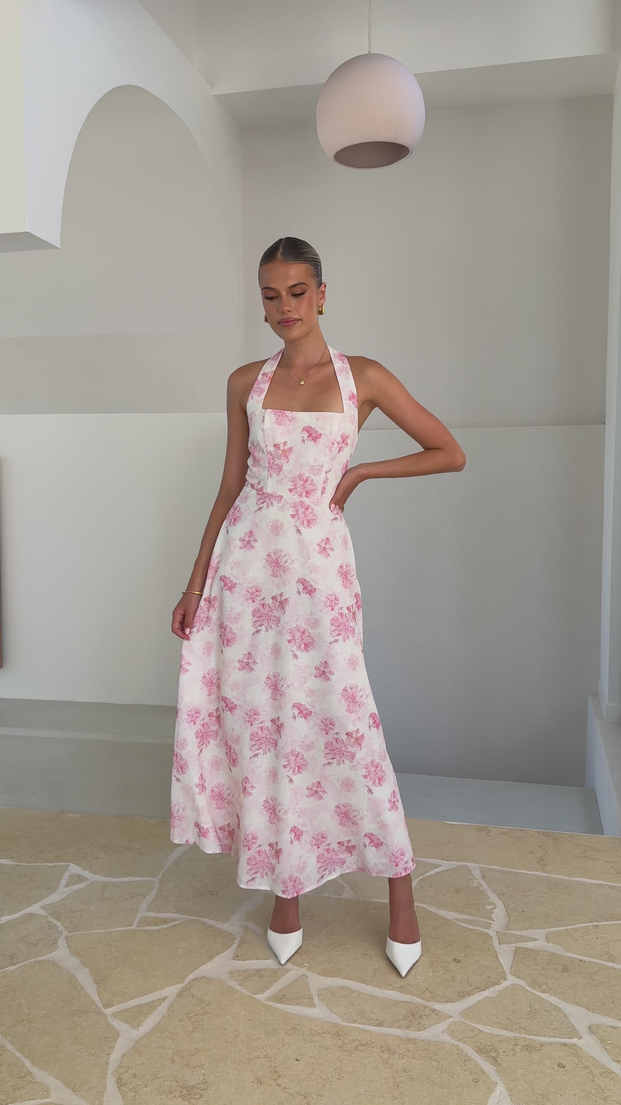 Load video: Mady Maxi Dress - Pink Floral - Billy J