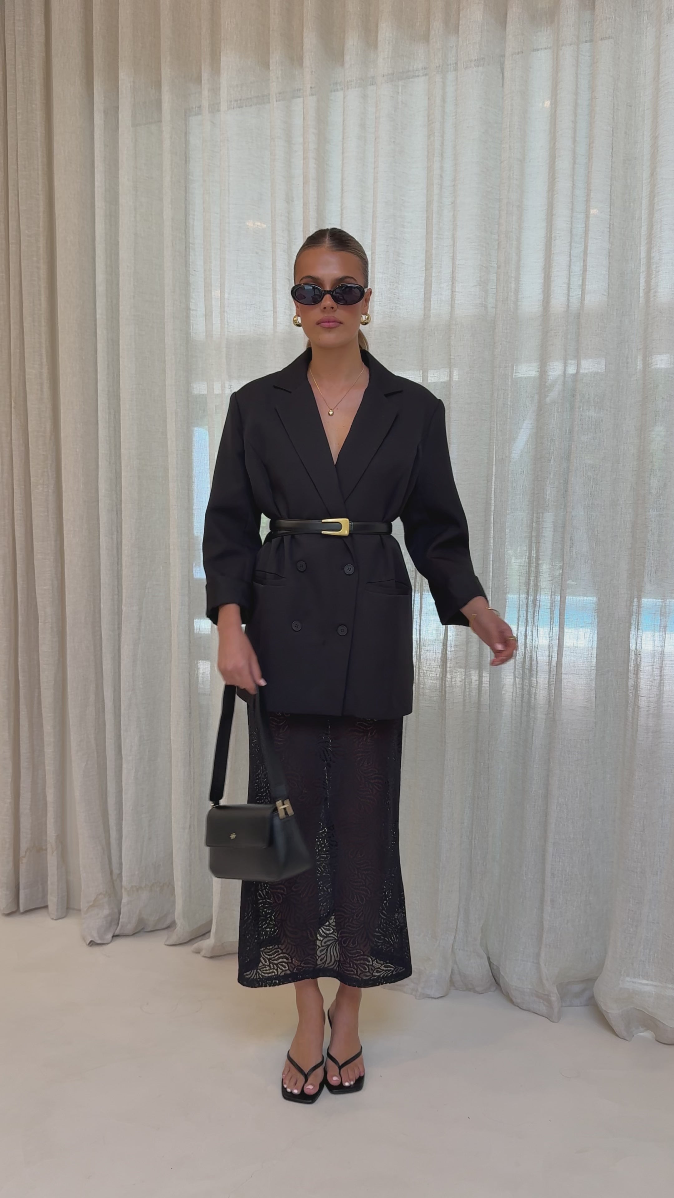 Load video: Louisa Lace Maxi Skirt - Black - Billy J