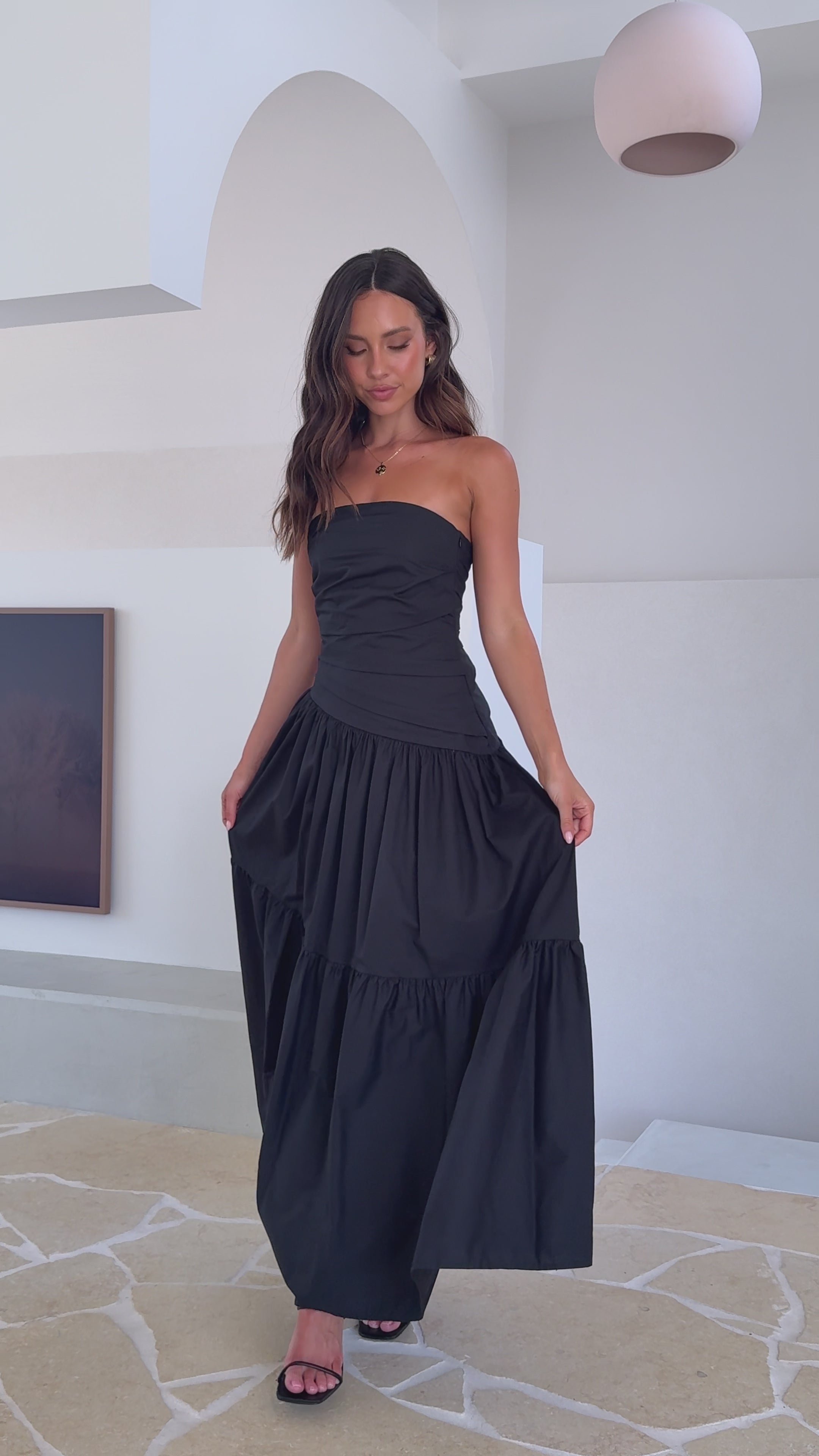 Load video: Lola Maxi Dress - Black - Billy J