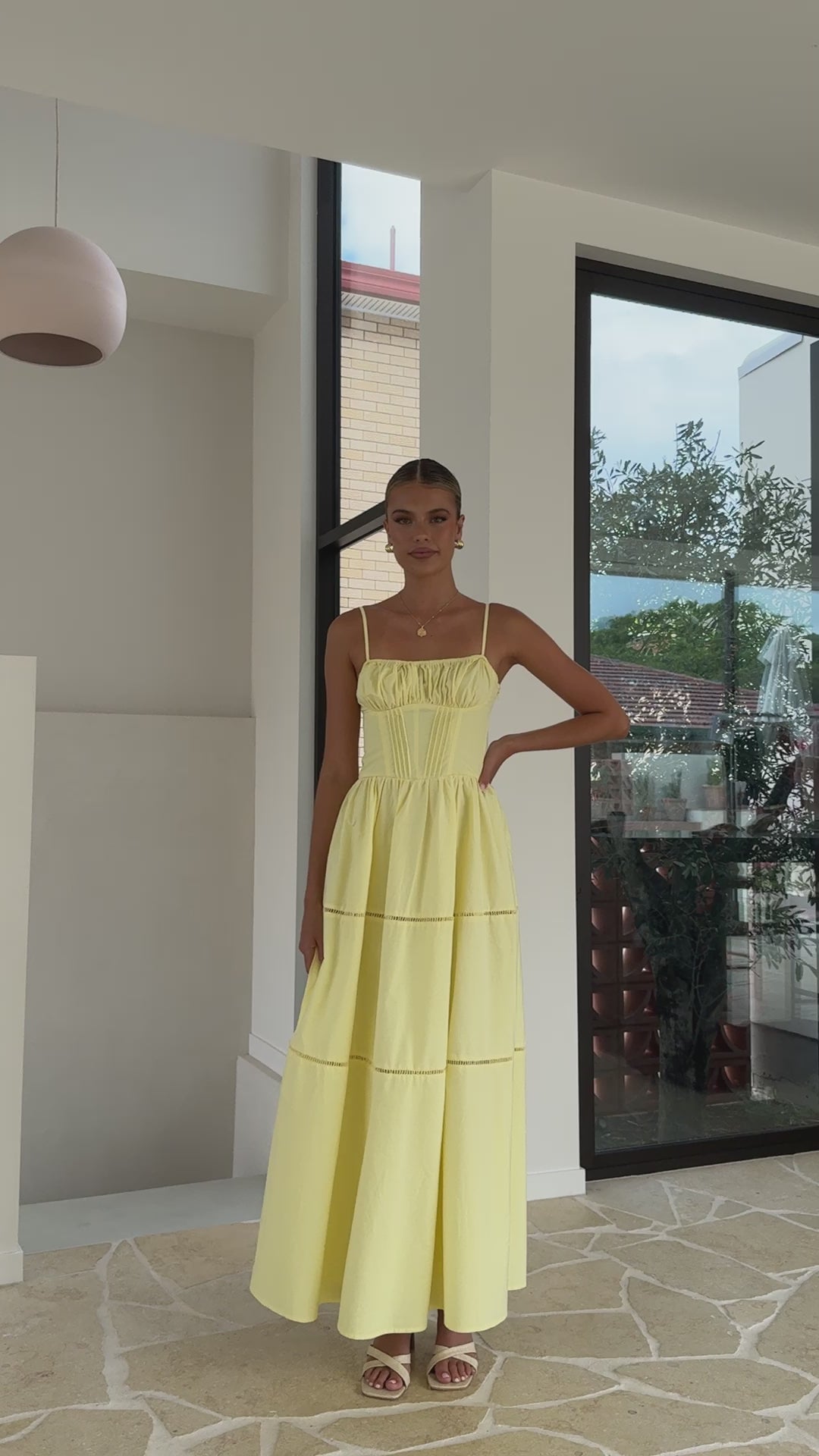 Load video: Isabella Maxi Dress - Yellow - Billy J