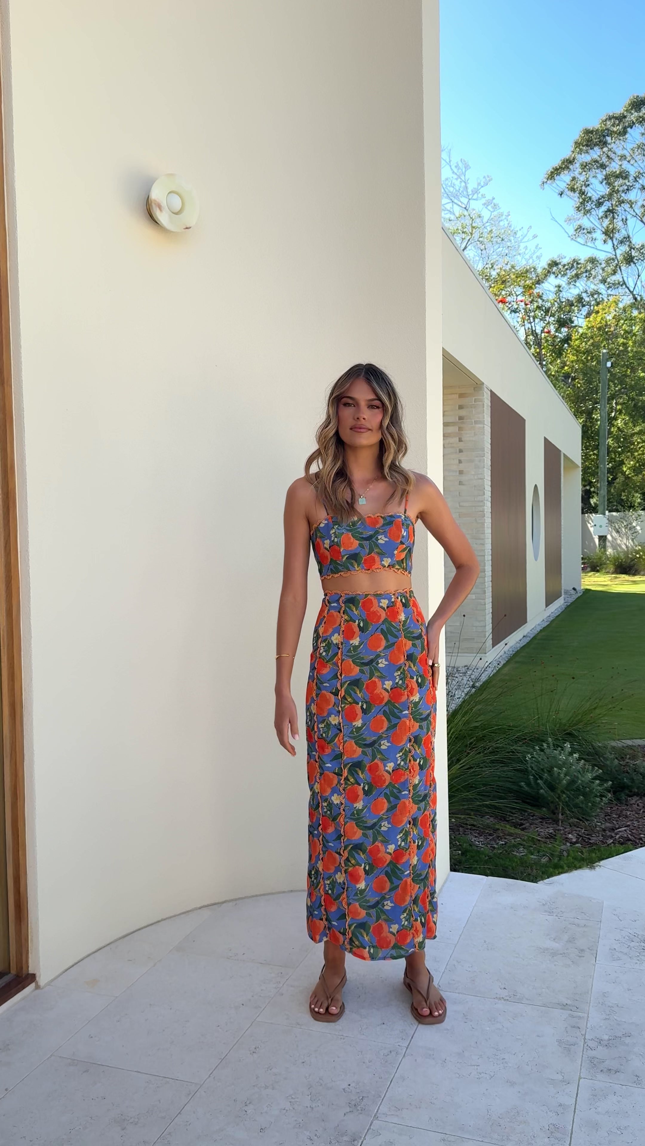 Load video: Nova Crop Top - Orange Print - Billy J