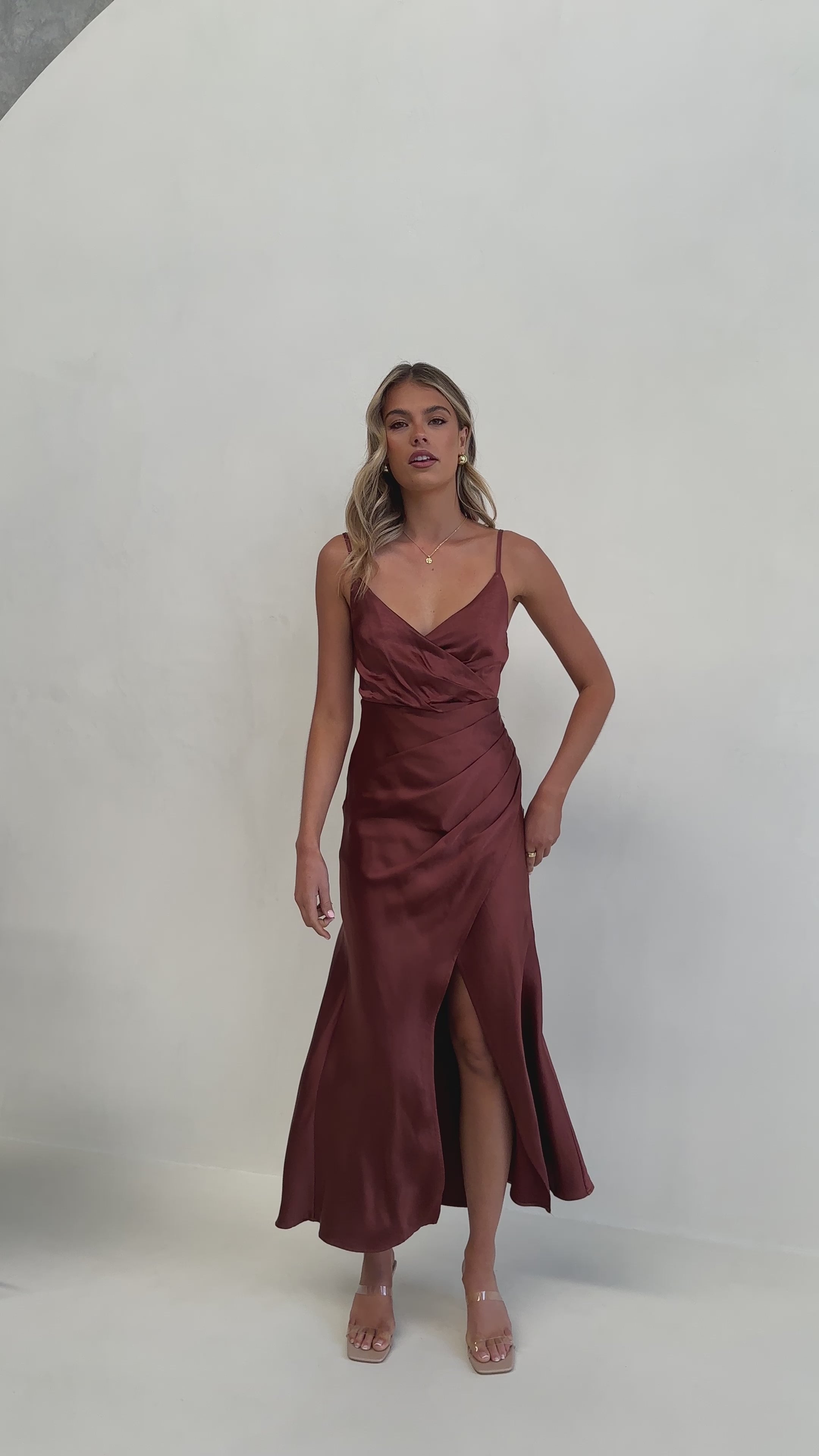 Load video: Elsa Midi Dress - Rust