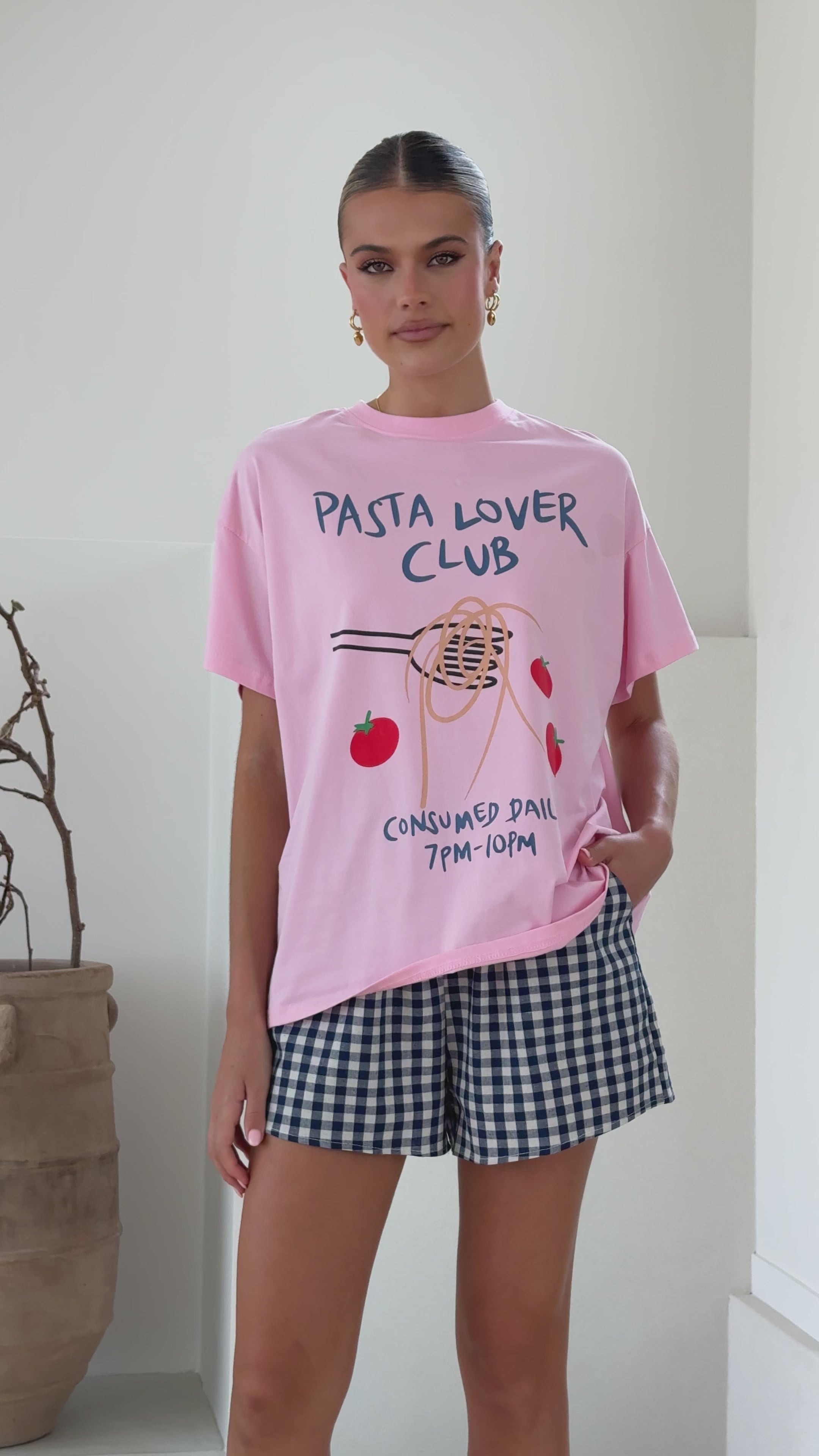 Load video: Pasta Lover Top and Shorts Set - Pink/Blue - Billy J