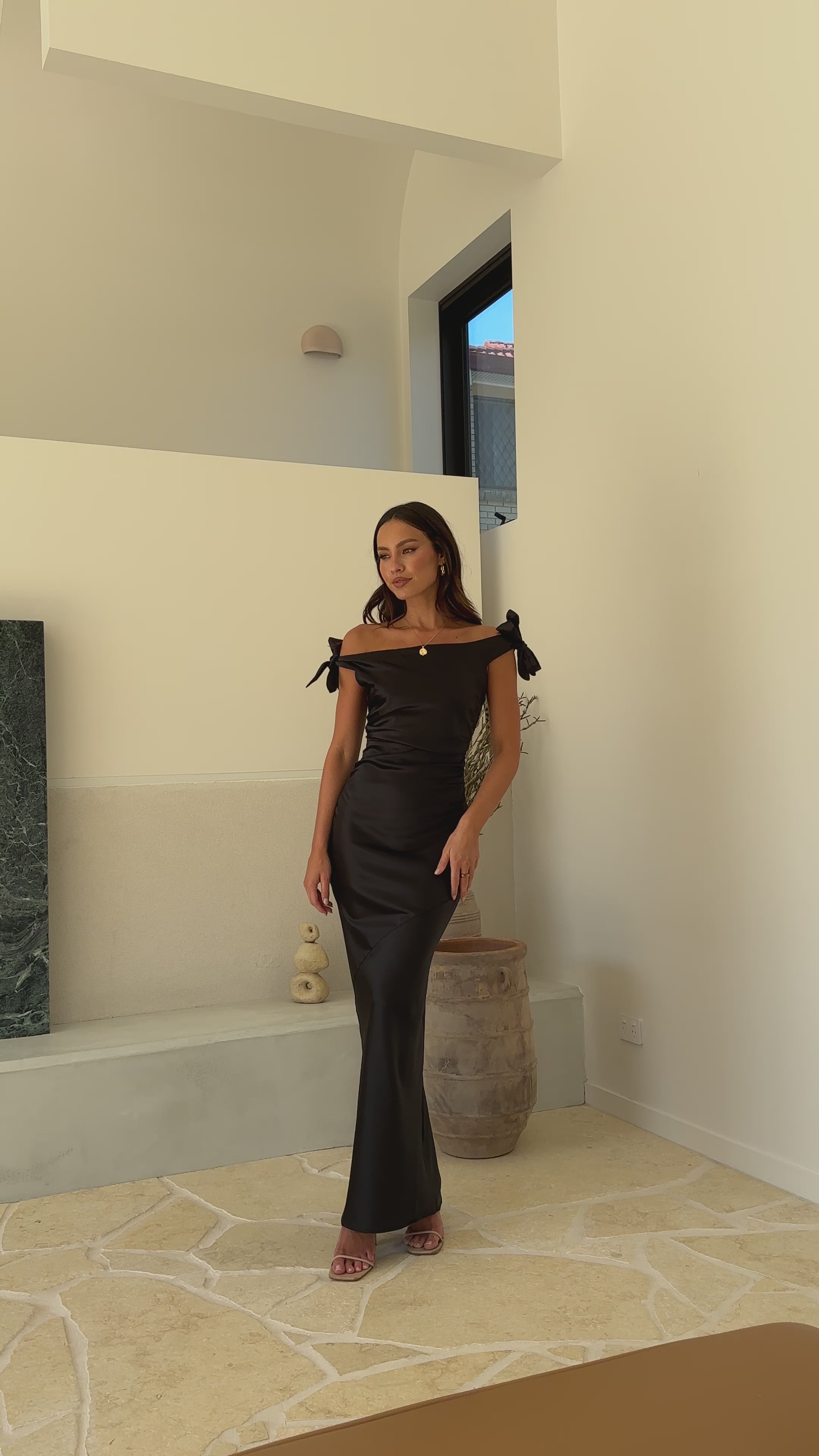 Load video: Frida Maxi Dress - Black - Billy J