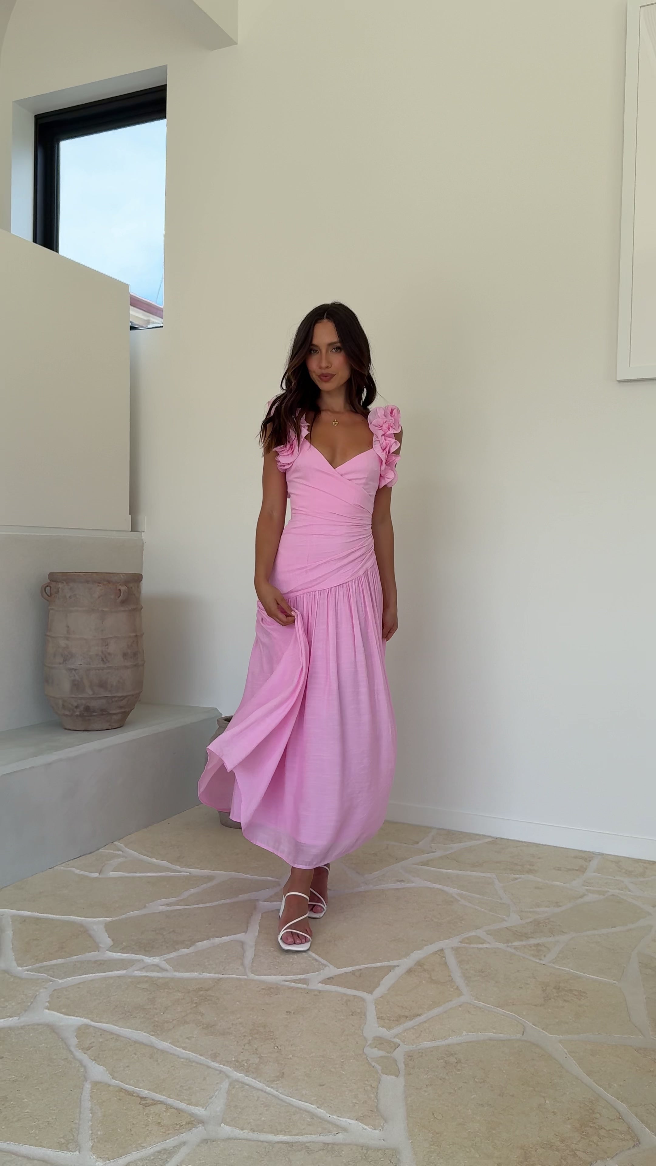 Load video: Alma Maxi Dress - Pink - Billy J