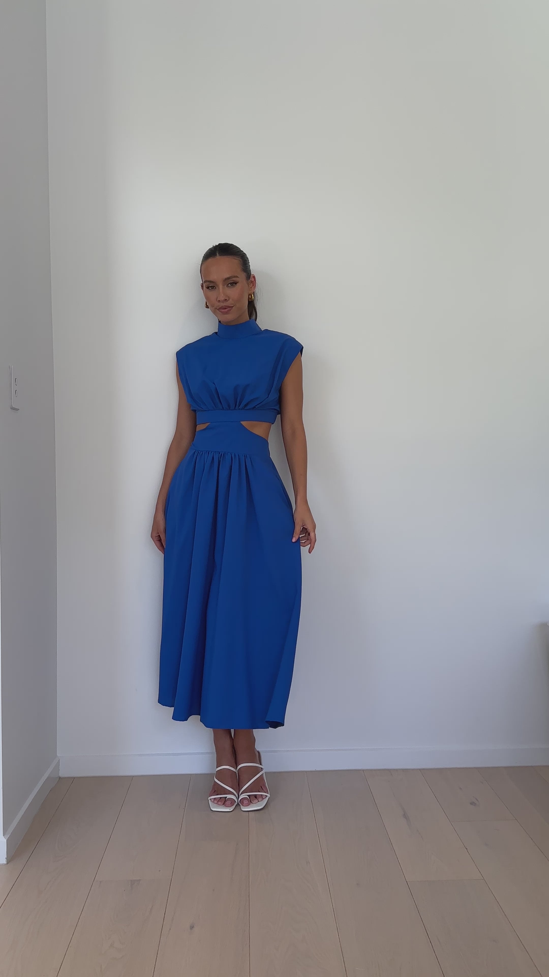 Load video: Maddison Midi Dress - Blue - Billy J