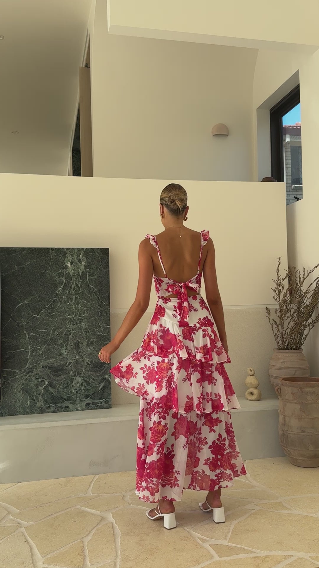 Load video: Achelle Maxi Dress - Red Floral - Billy J