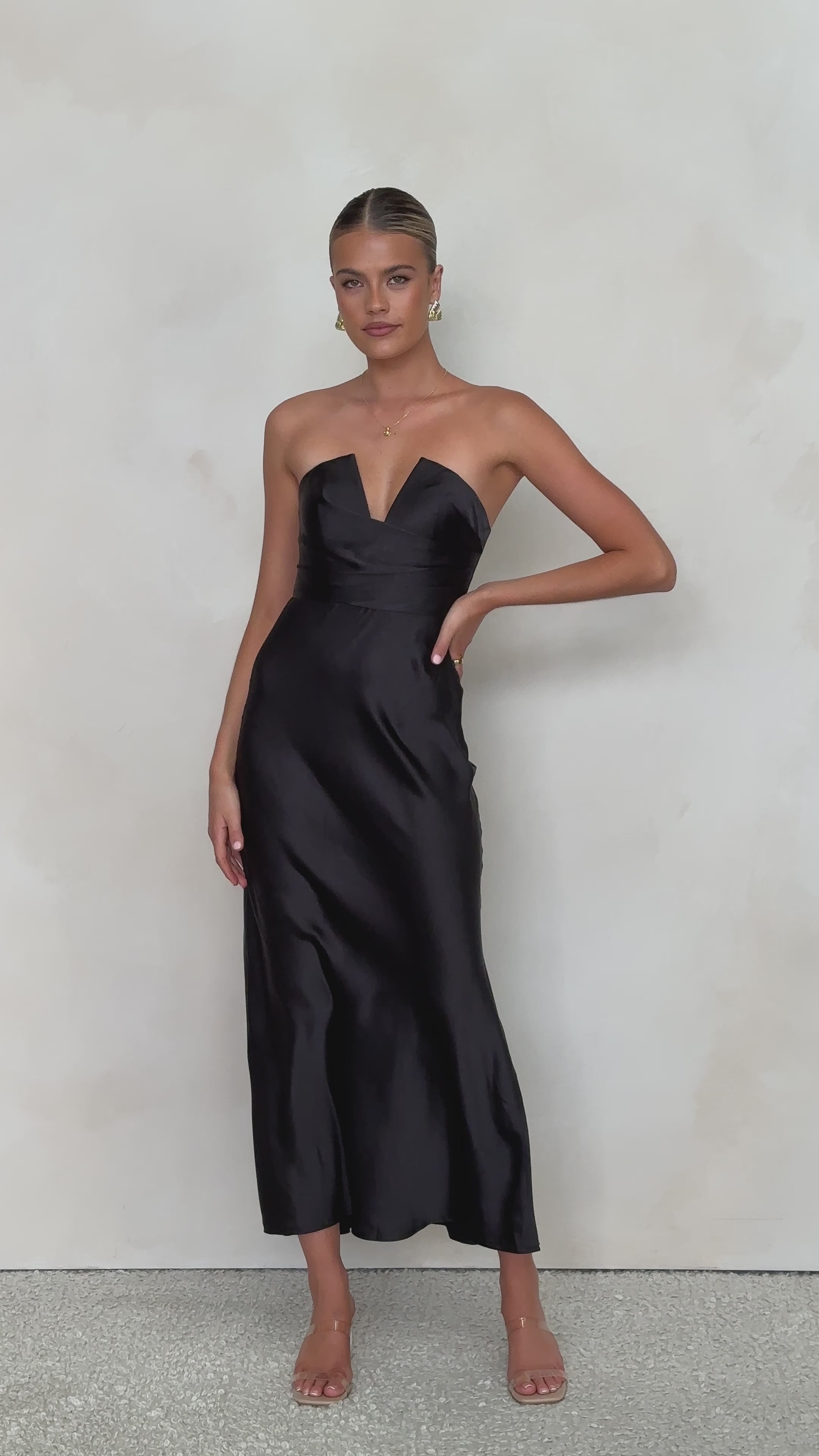 Load video: Valerie Maxi Dress - Black - Billy J