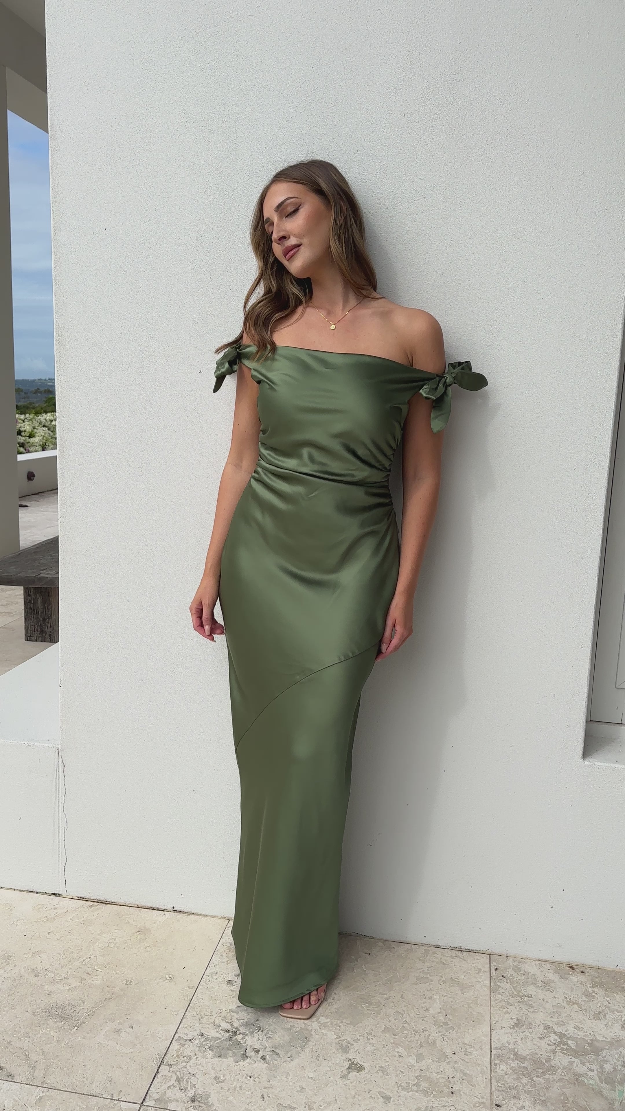 Load video: Frida Maxi Dress - Olive - Billy J