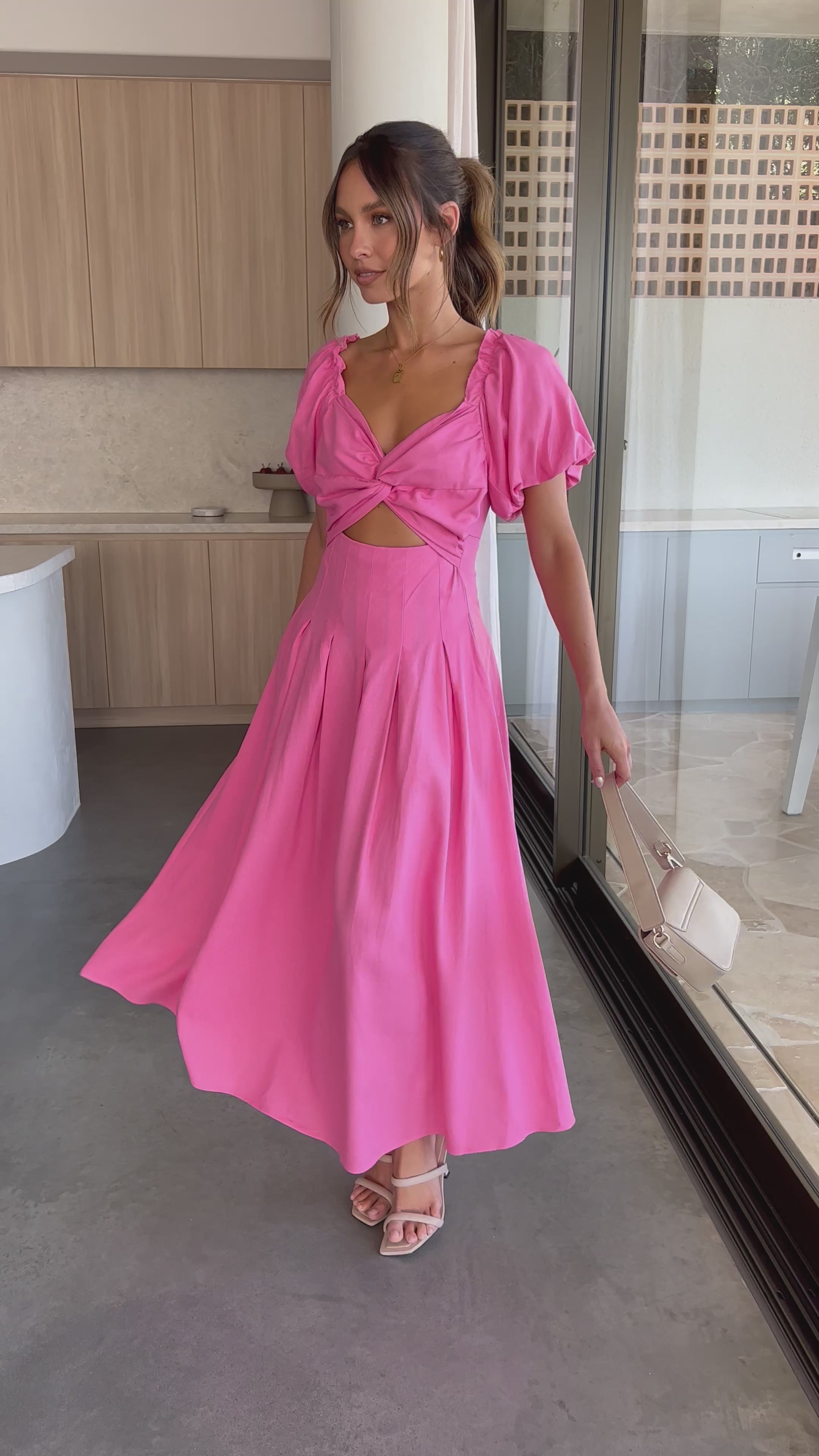 Load video: Christina Maxi Dress - Hot Pink - Billy J