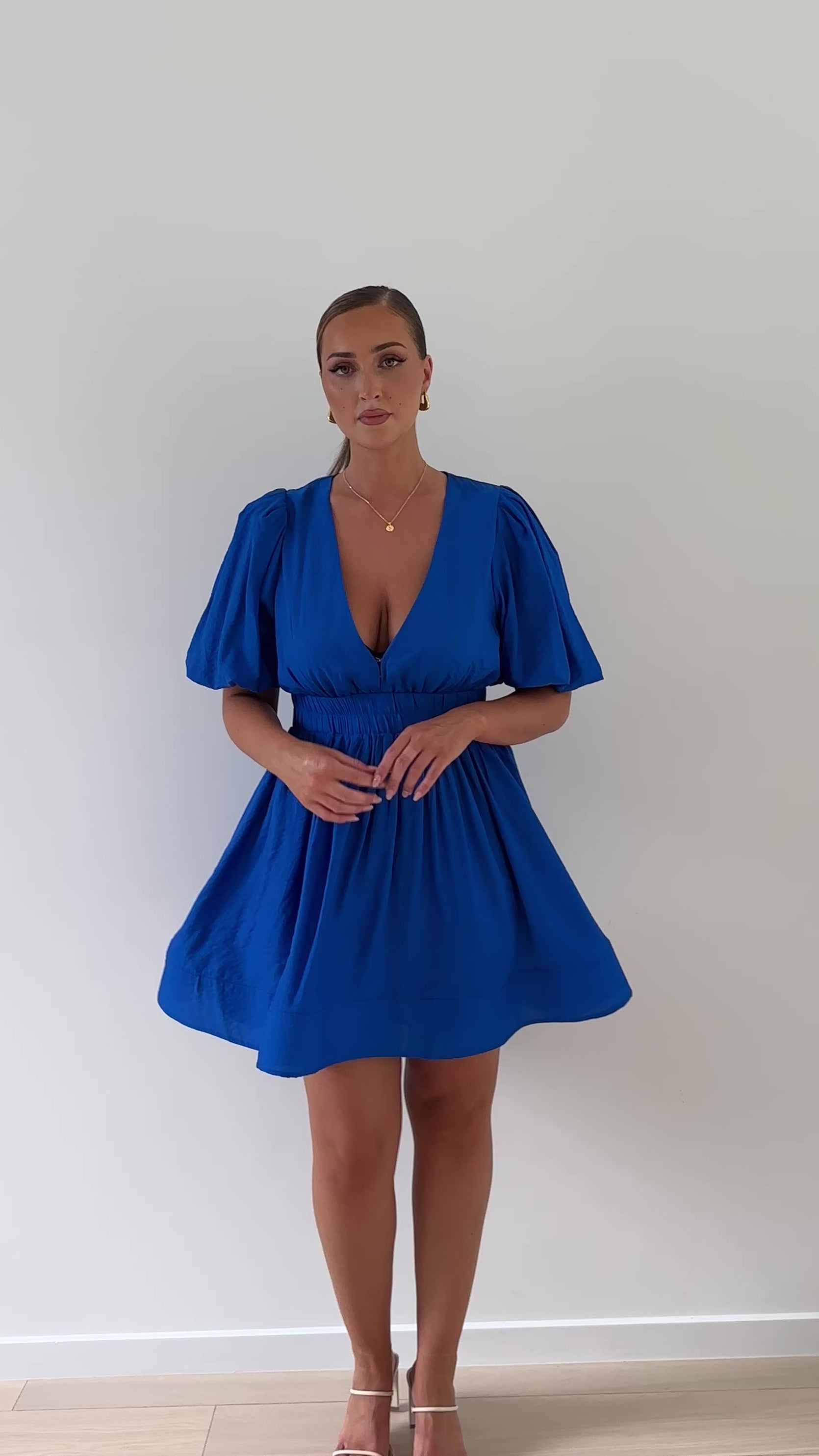 Load video: Erin Mini Dress - Royal Blue - Billy J