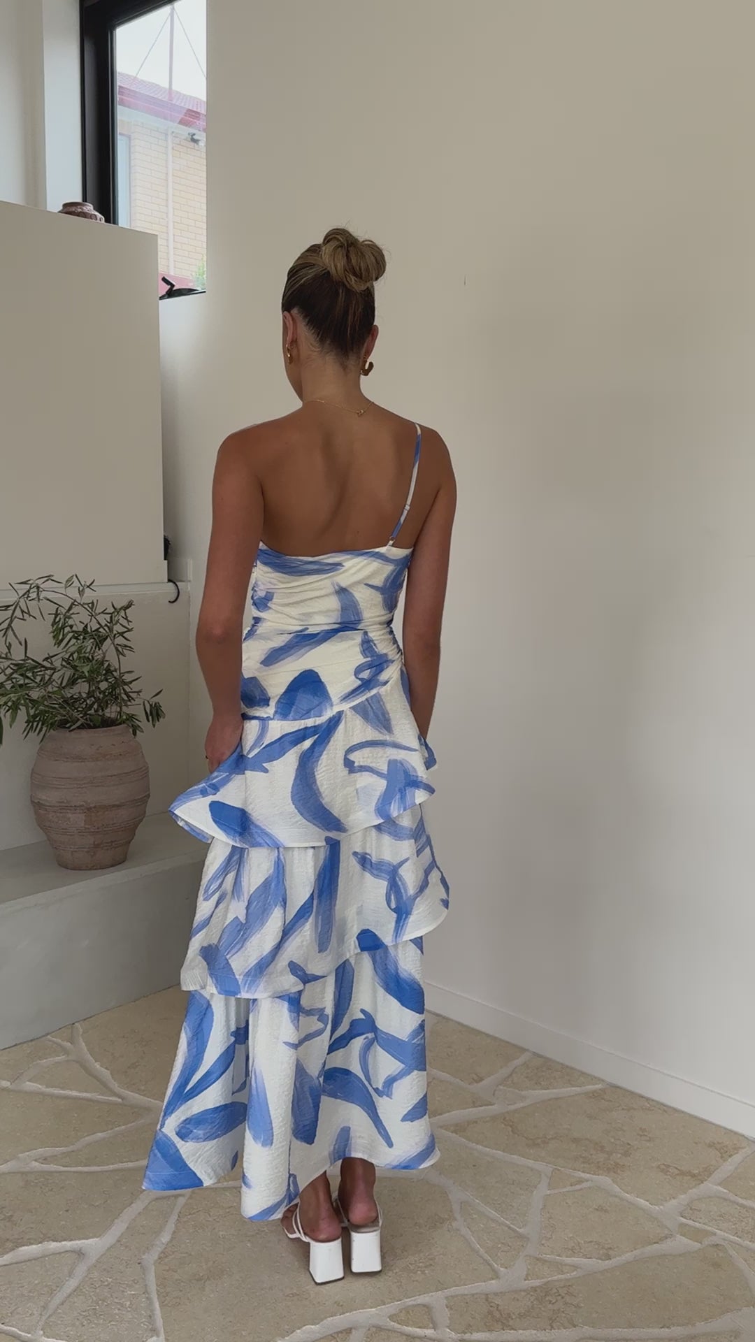 Load video: Nalani Maxi Dress - Blue Print - Billy J