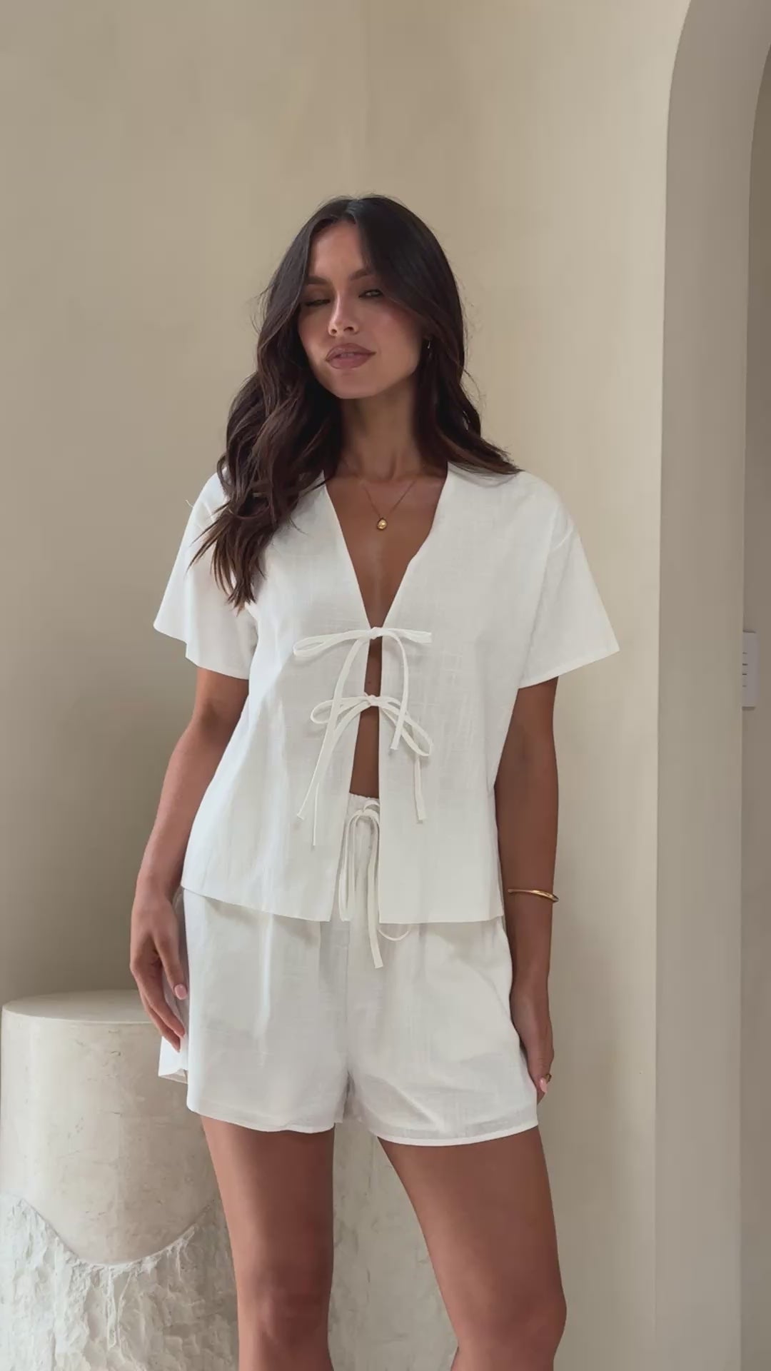 Load video: Zella Top and Shorts Set - White - Billy J
