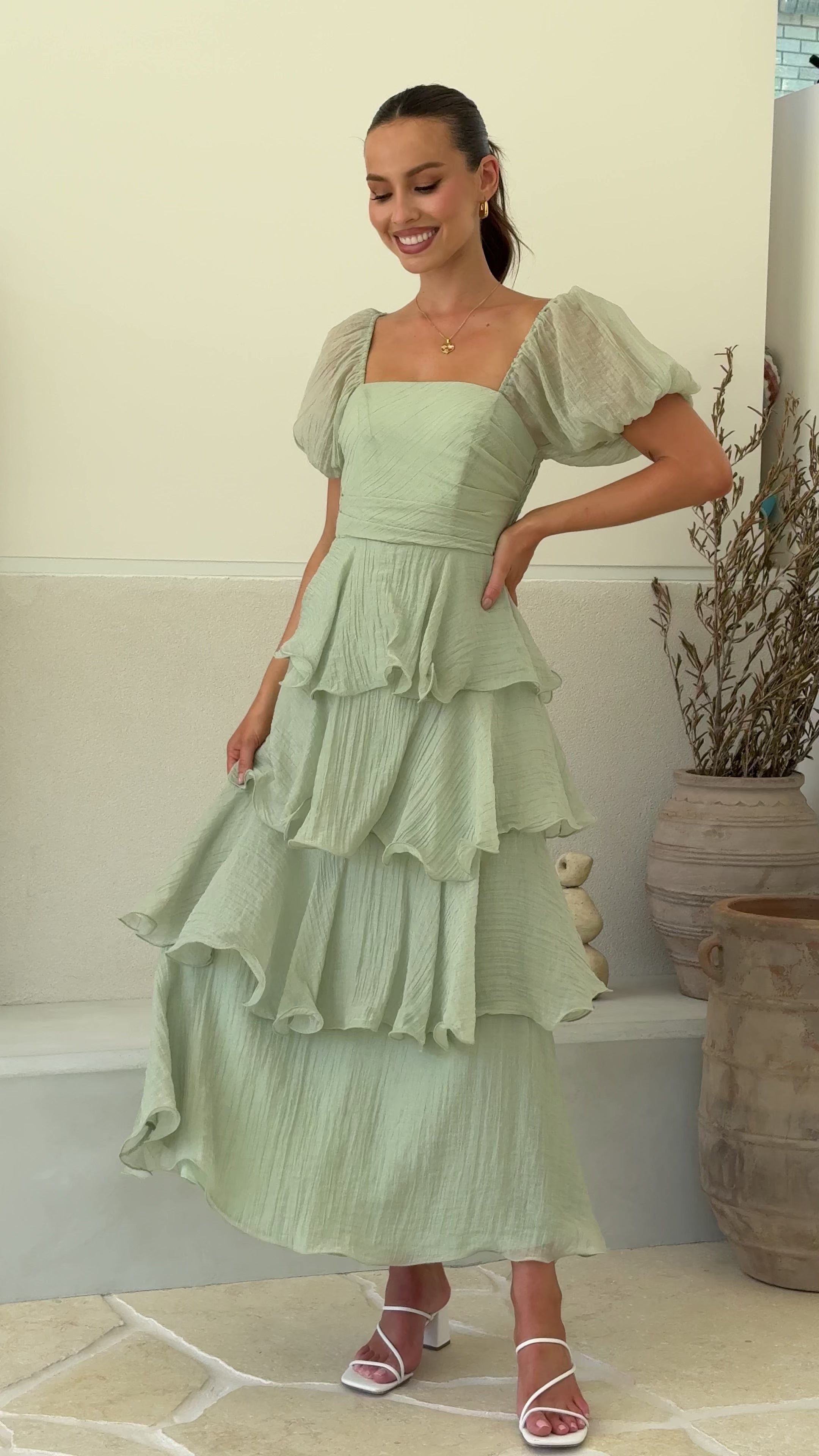 Load video: Lanelle Maxi Dress - Sage - Billy J