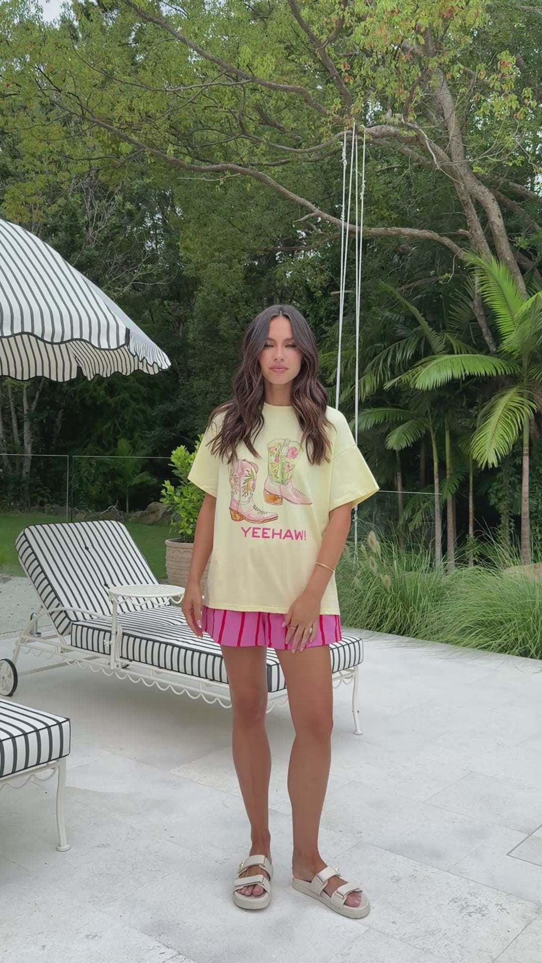 Load video: Yeehaw Top and Shorts Set - Yellow/Pink - Billy J