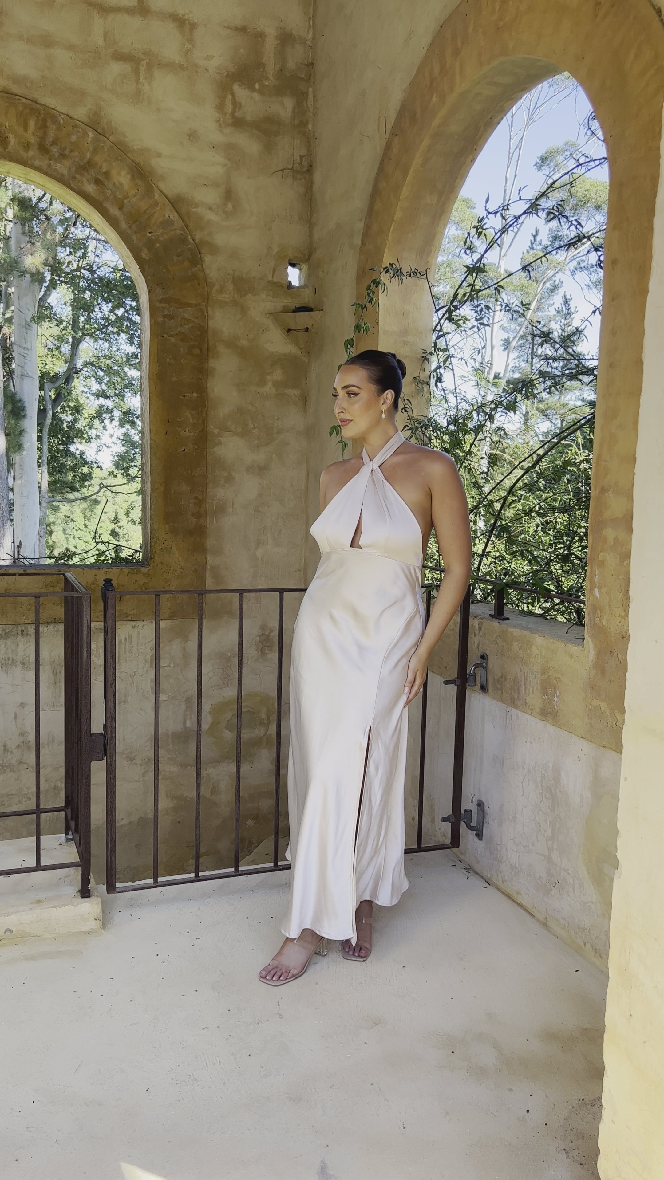 Load video: Amalia Maxi Dress - Champagne - Billy J