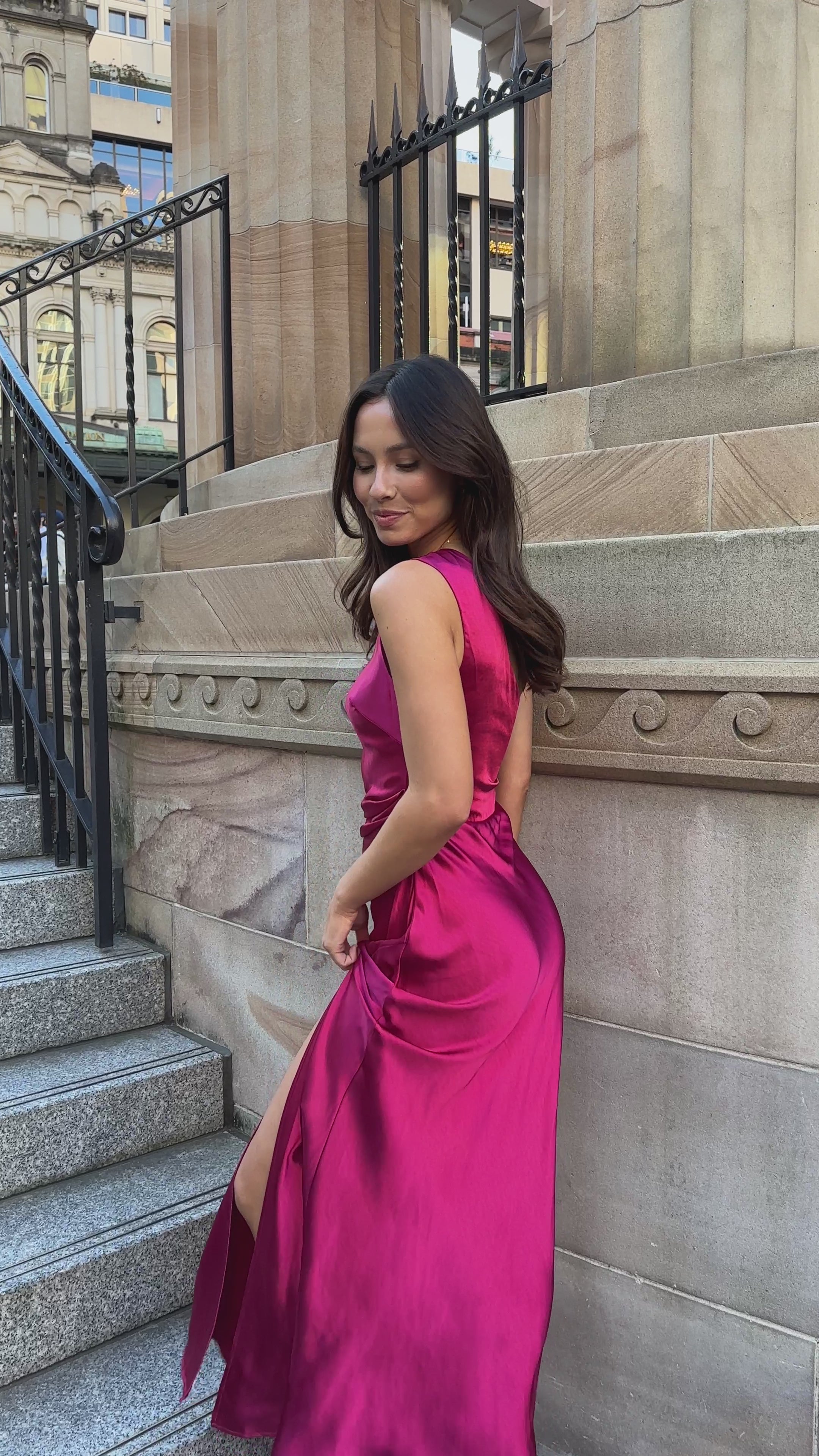 Load video: Victoria Maxi Dress - Wine - Billy J