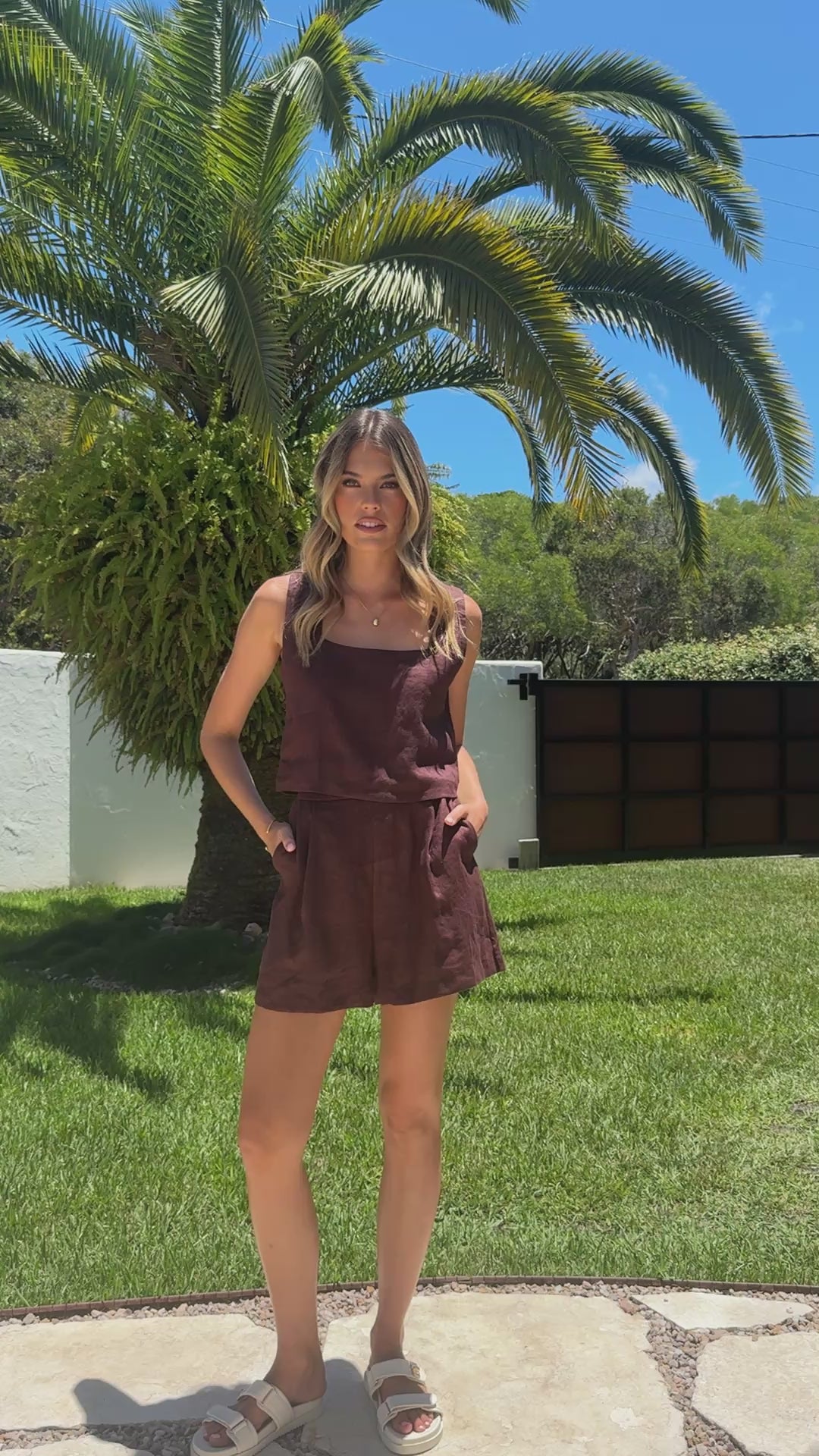 Load video: Tillie Crop Top - Chocolate - Billy J