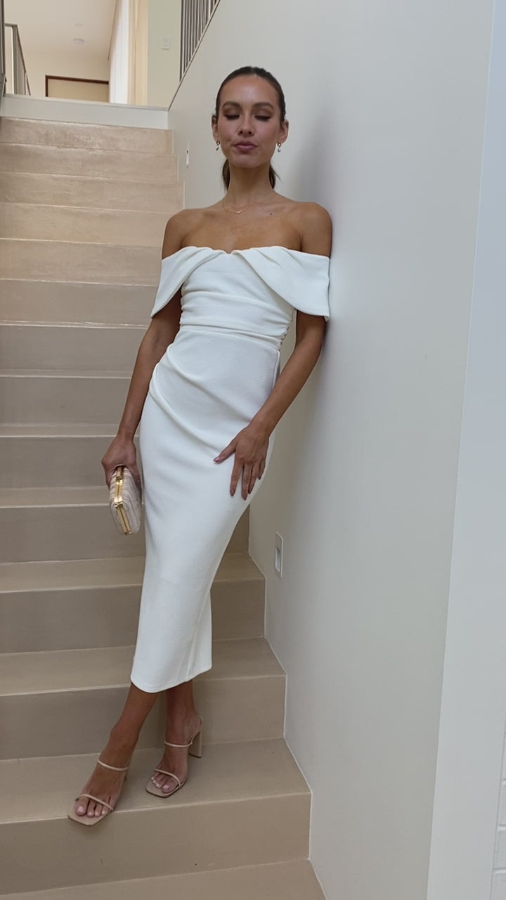Load video: Holly Midi Dress - White - Billy J