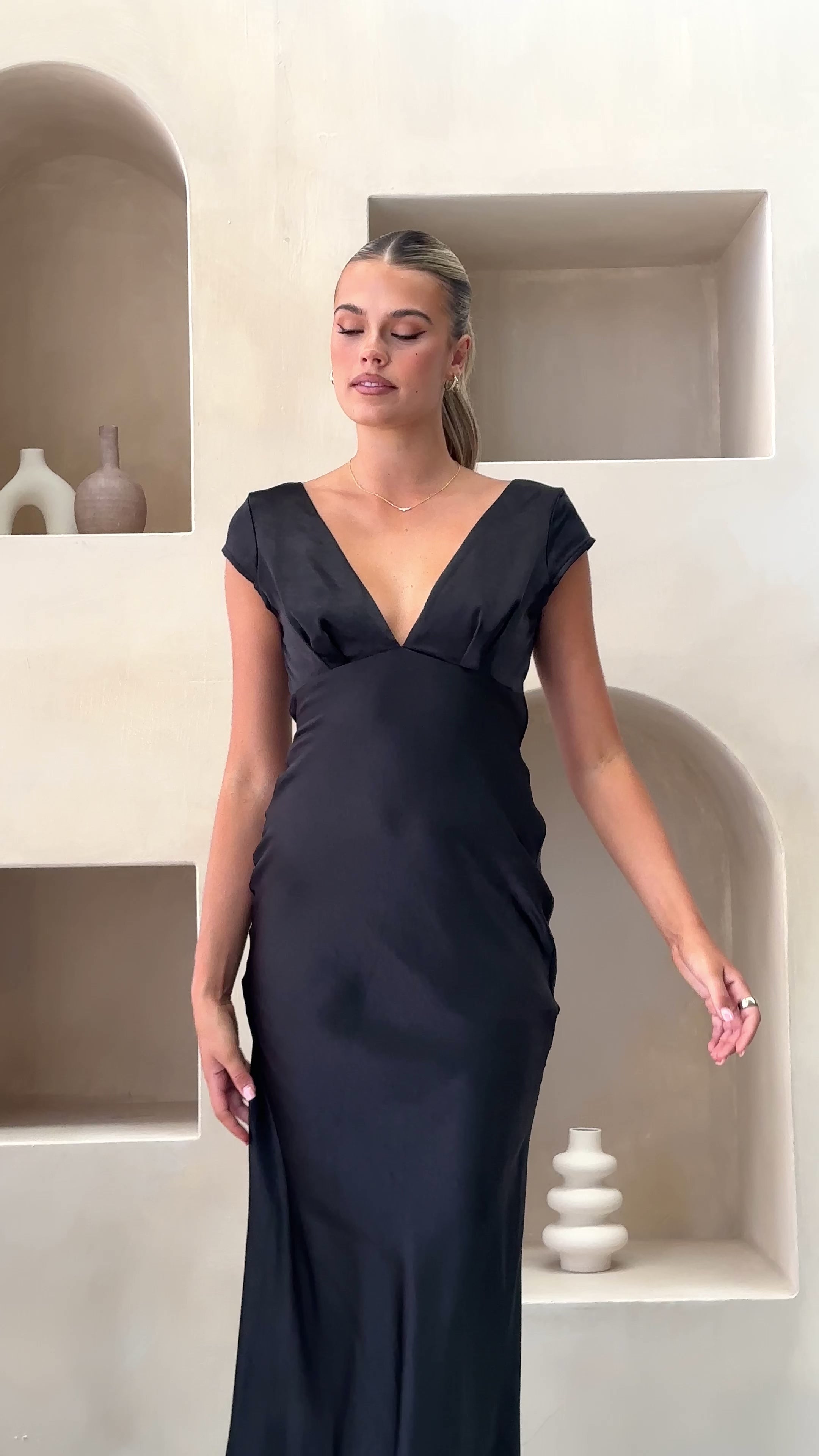 Load video: Amelia Maxi Dress - Black - Billy J