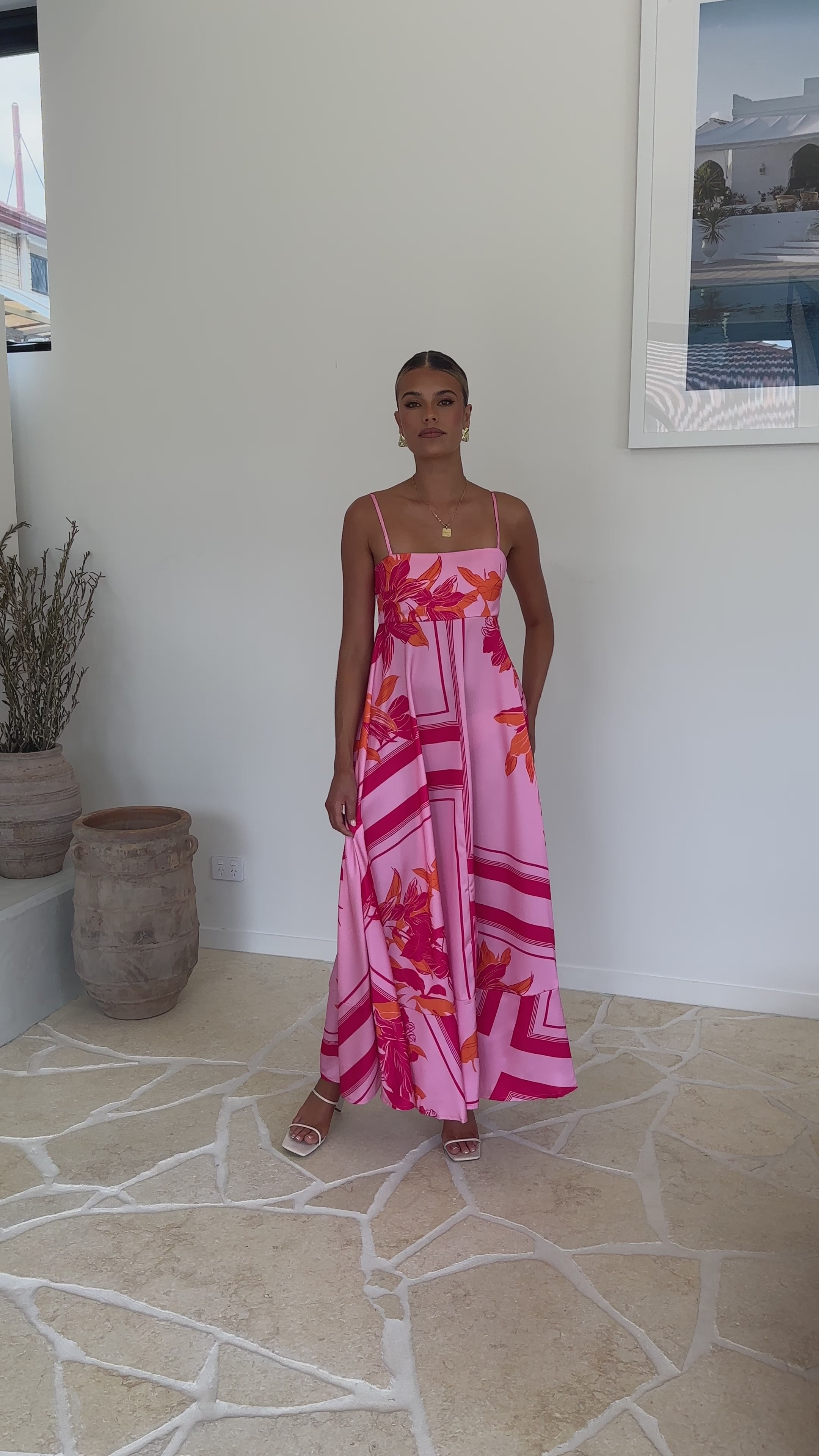 Load video: Kaethe Maxi Dress - Pink/Orange - Billy J