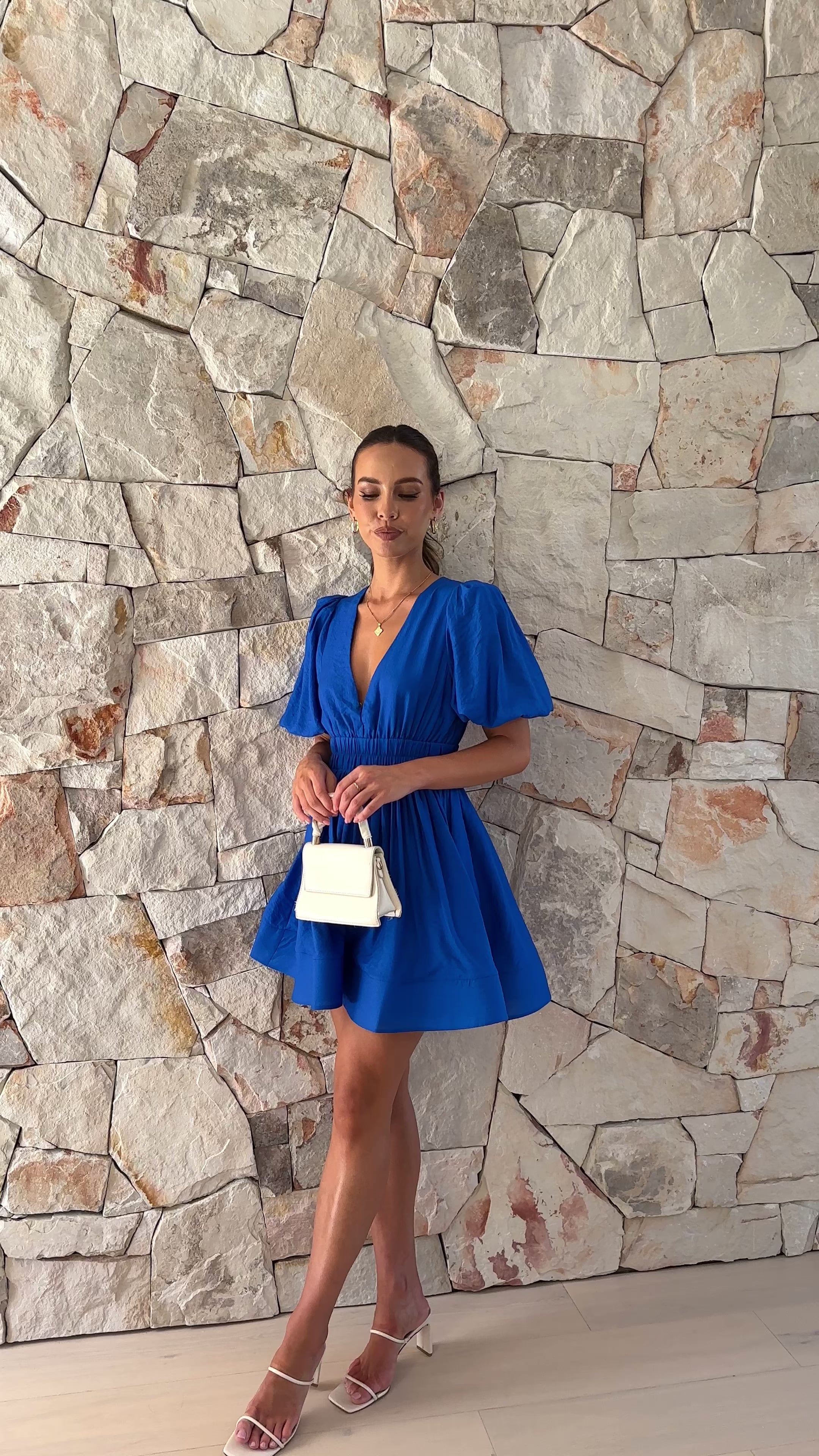 Load video: Erin Mini Dress - Royal Blue - Billy J