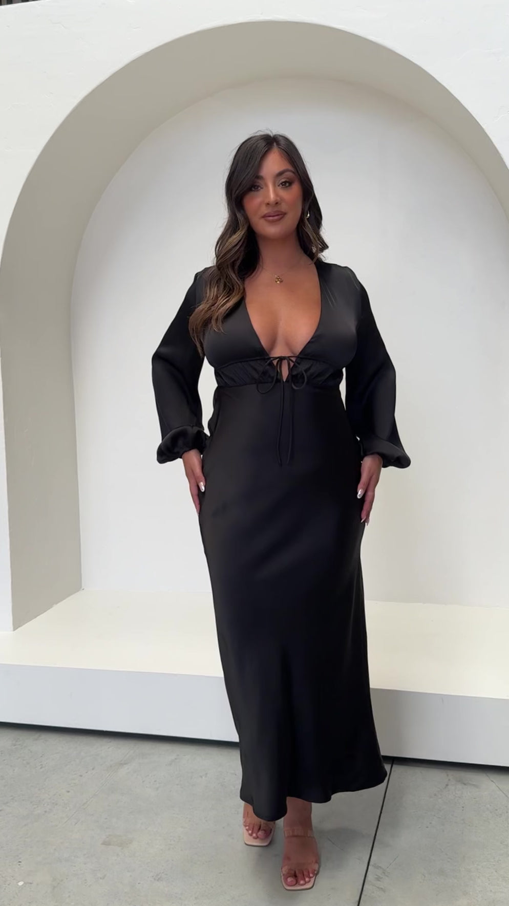 Load video: Amara Maxi Dress - Black - Billy J