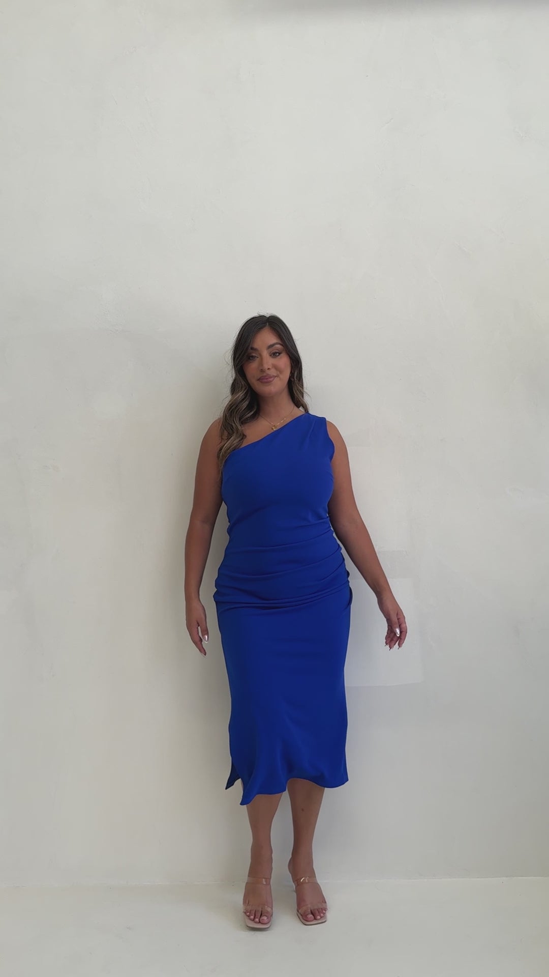 Load video: Alaina Midi Dress - Cobalt Blue - Billy J