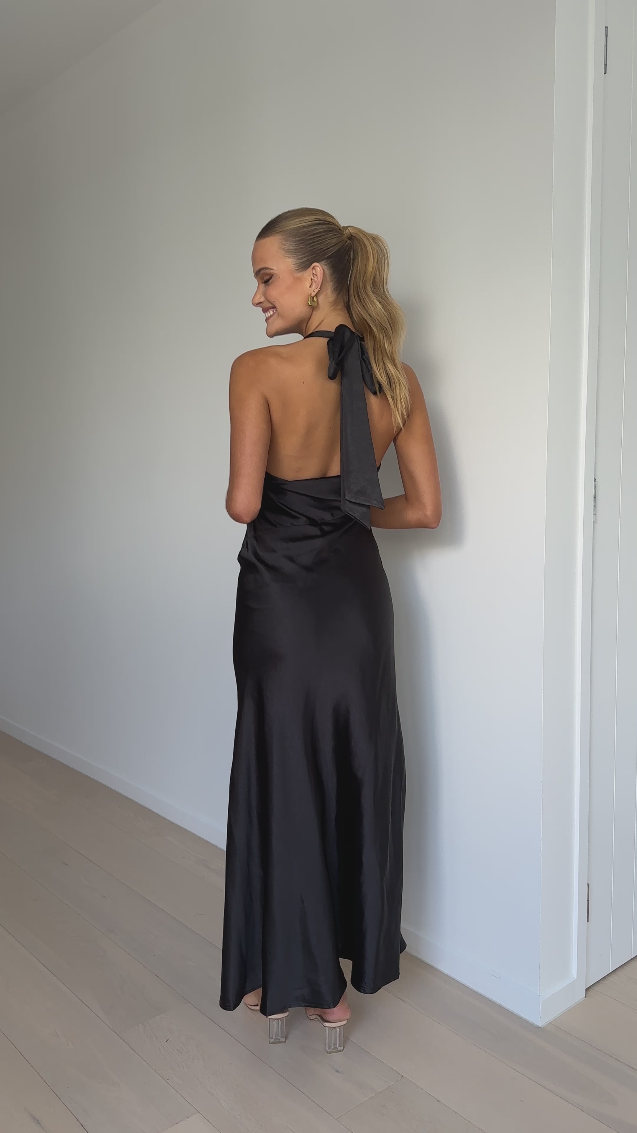 Load video: Sian Maxi Dress - Black - Billy J
