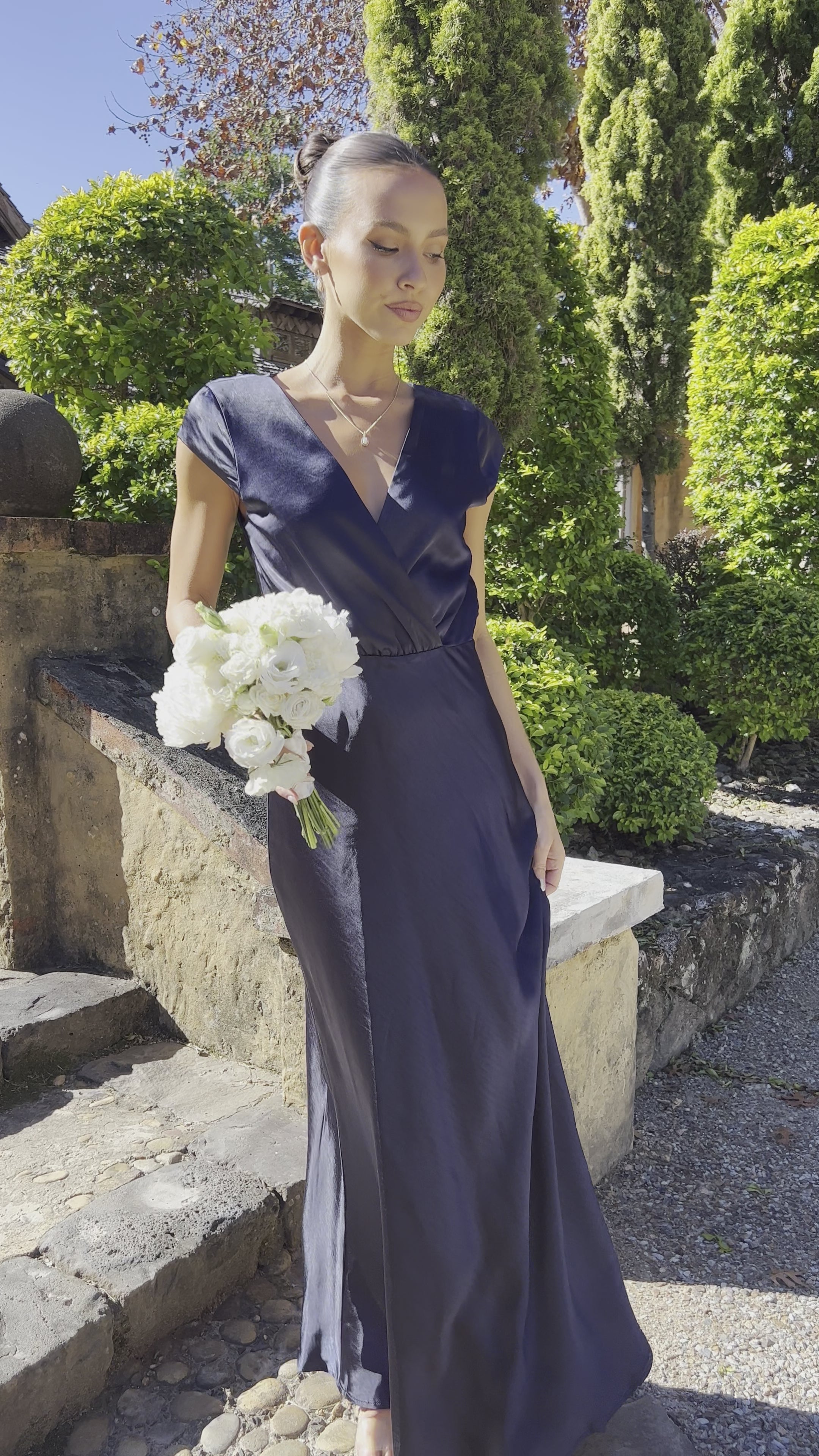Load video: Selma Maxi Dress - Navy - Billy J