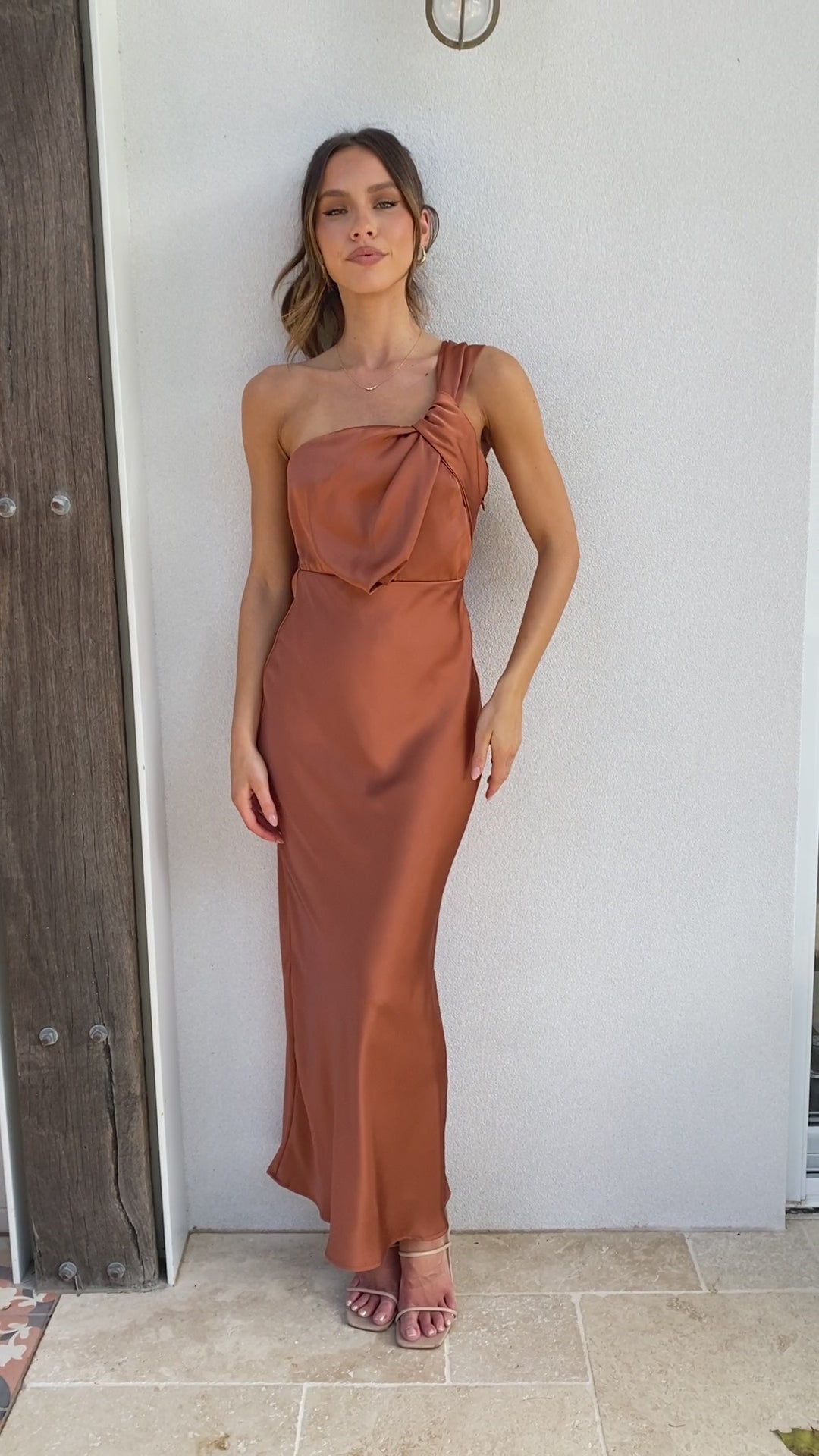 Load video: Greta Maxi Dress - Copper - Billy J