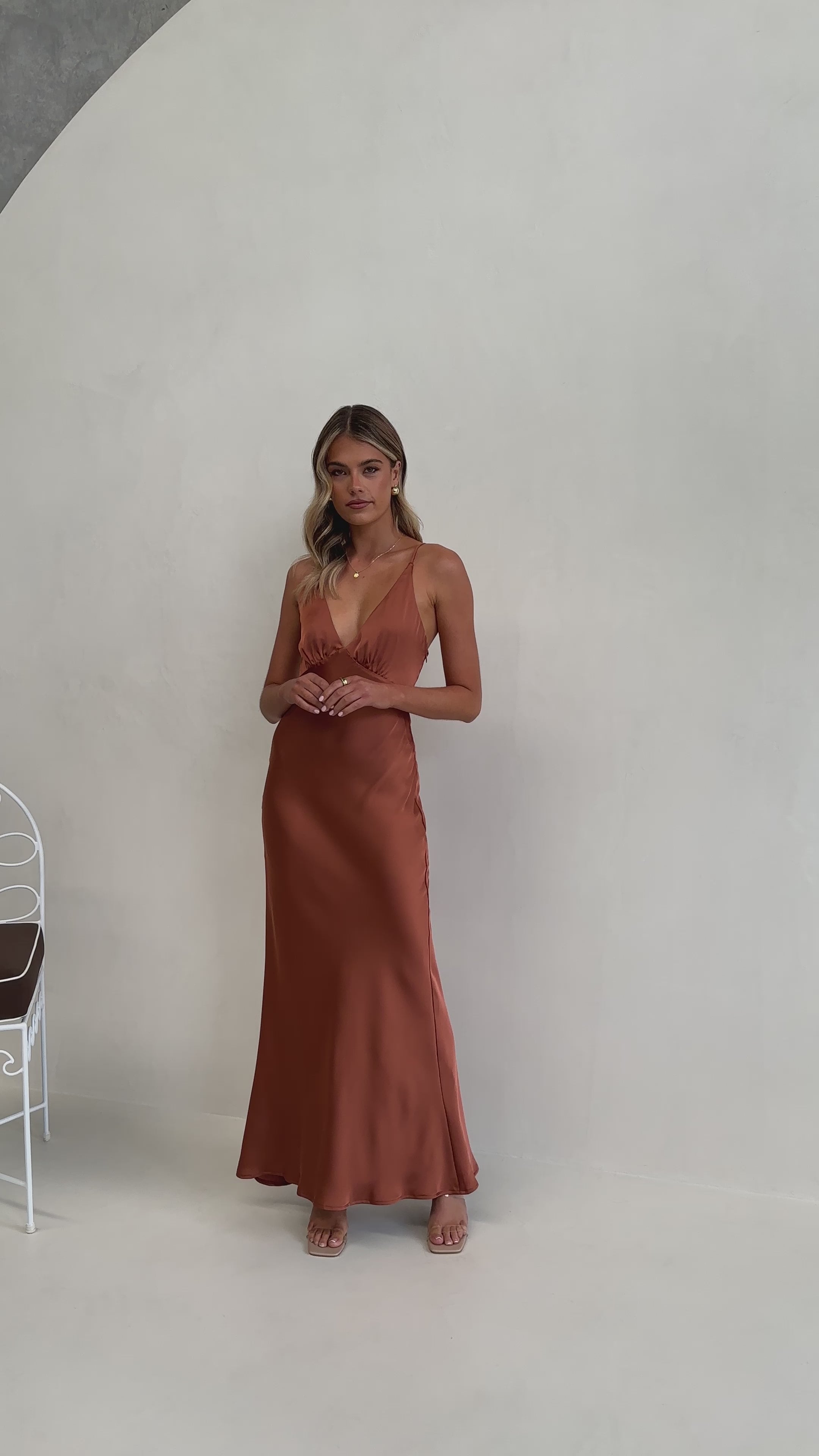 Load video: Ziah Maxi Dress - Copper - Billy J