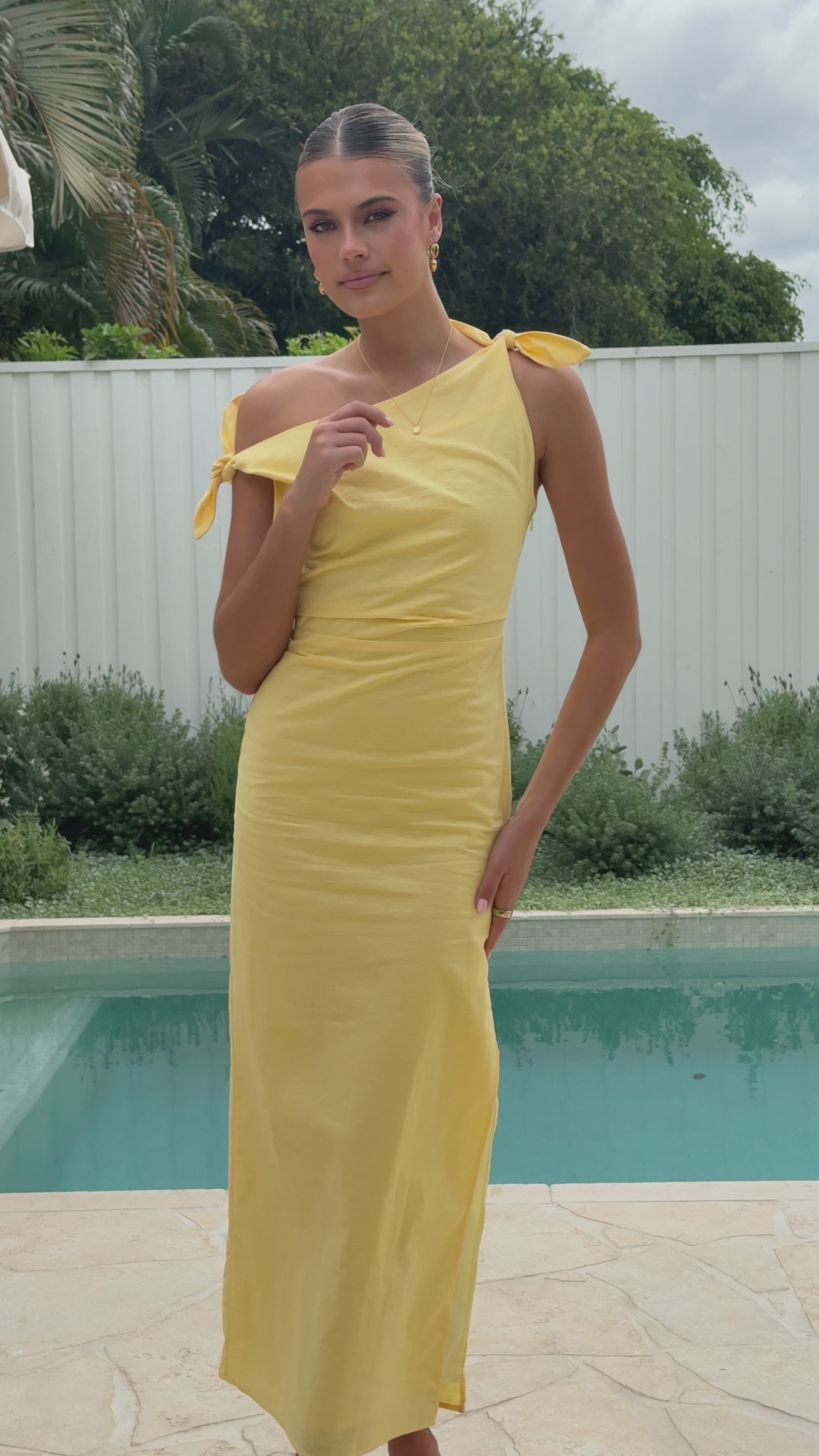Load video: Simone Maxi Dress - Yellow - Billy J