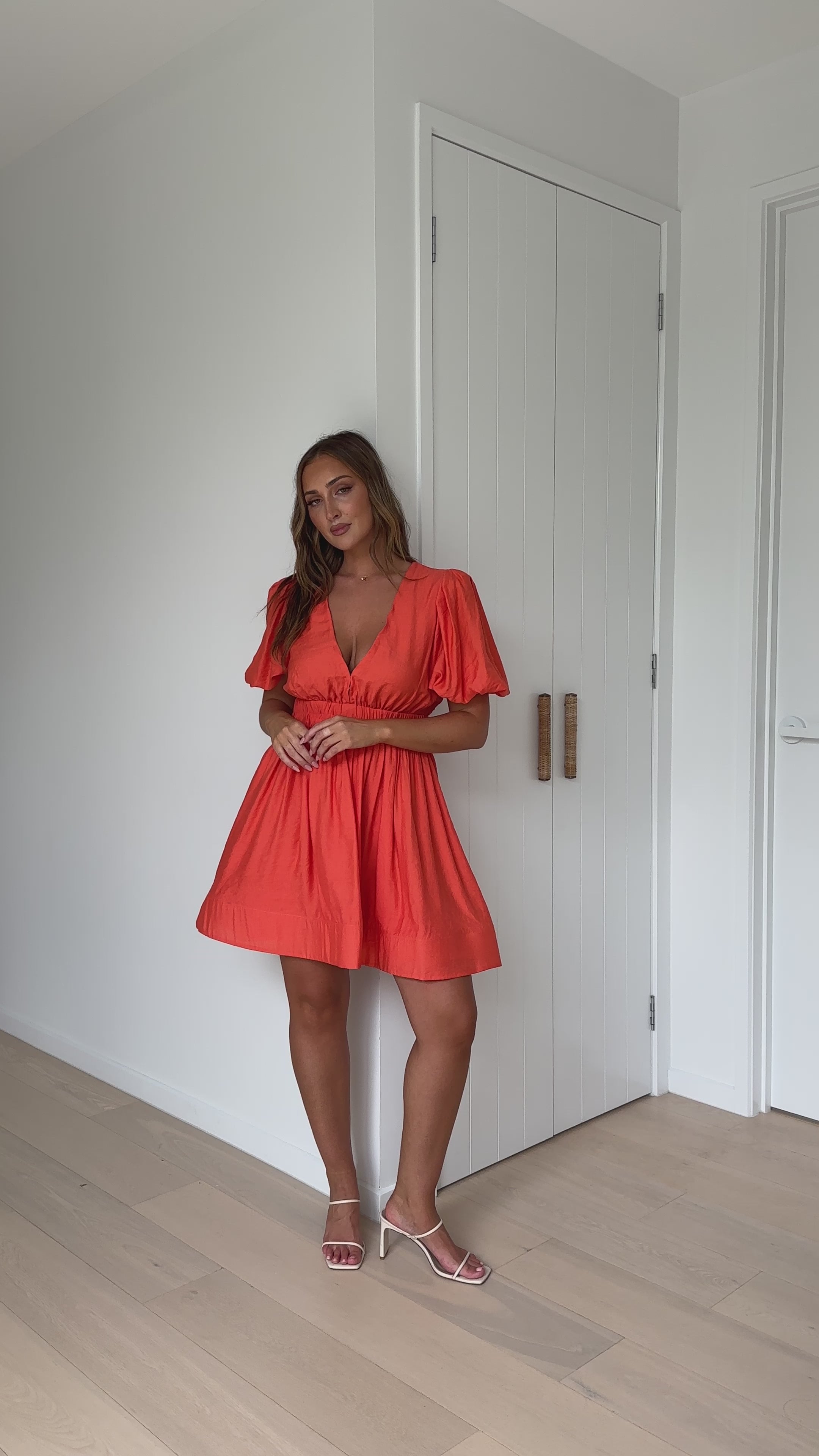 Load video: Erin Mini Dress - Melon - Billy J