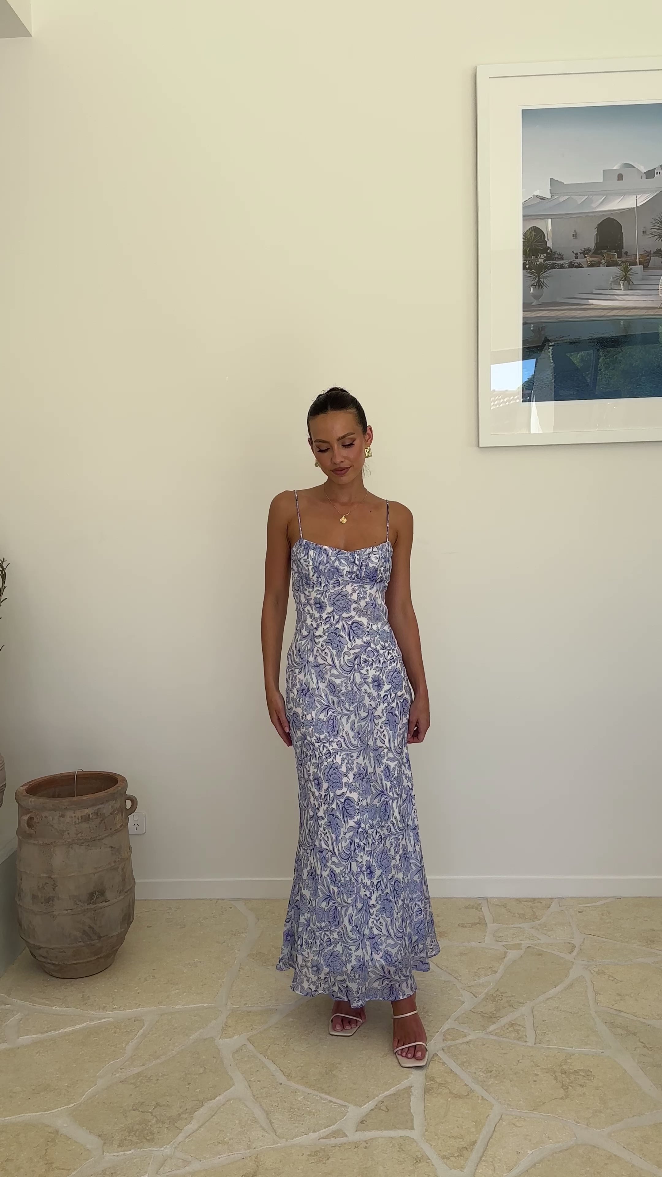 Load video: Margie Midi Dress - Blue Flower - Billy J