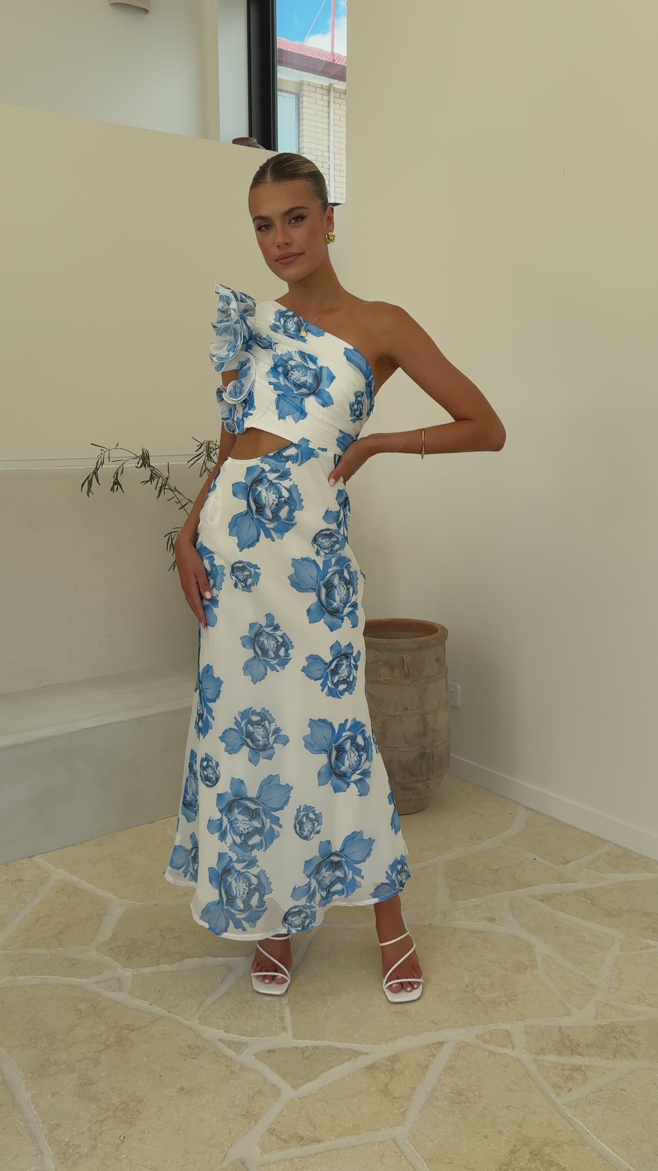 Load video: Amina Maxi Dress - Blue Rose - Billy J