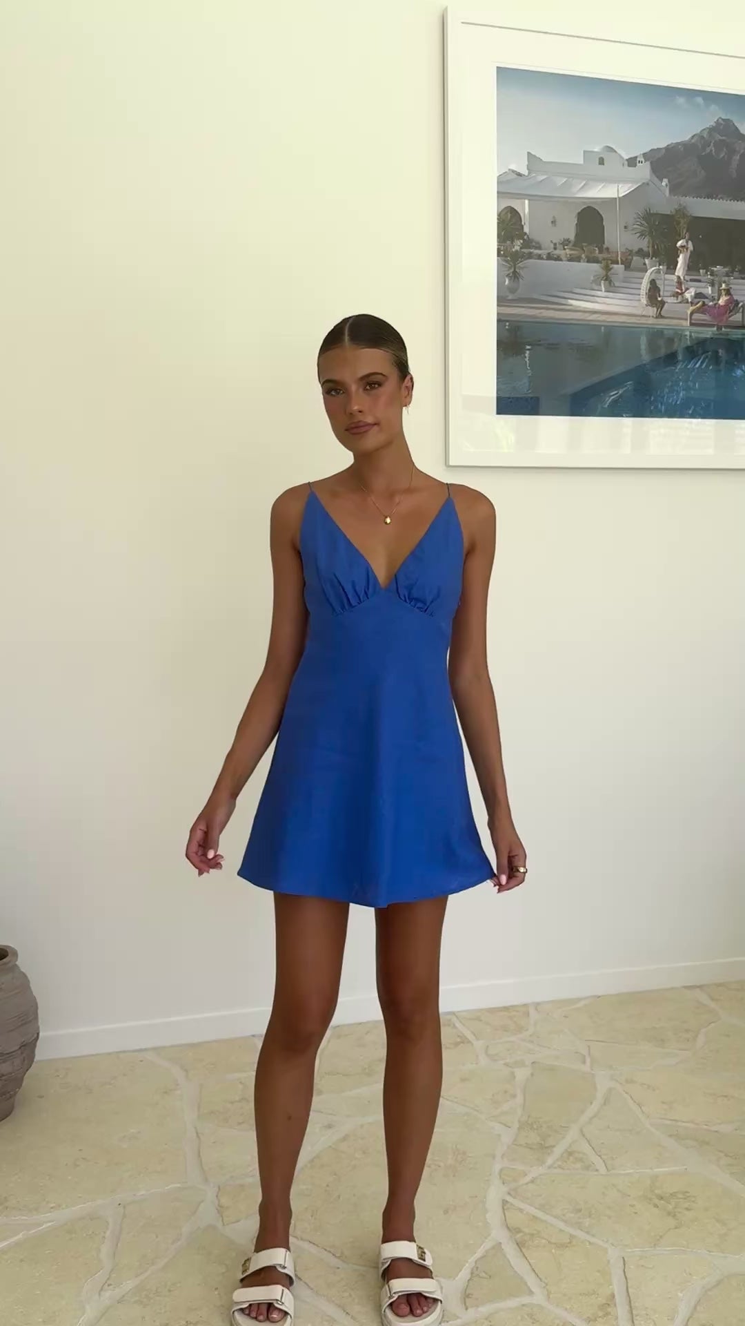 Load video: Halina Mini Dress - Blue - Billy J