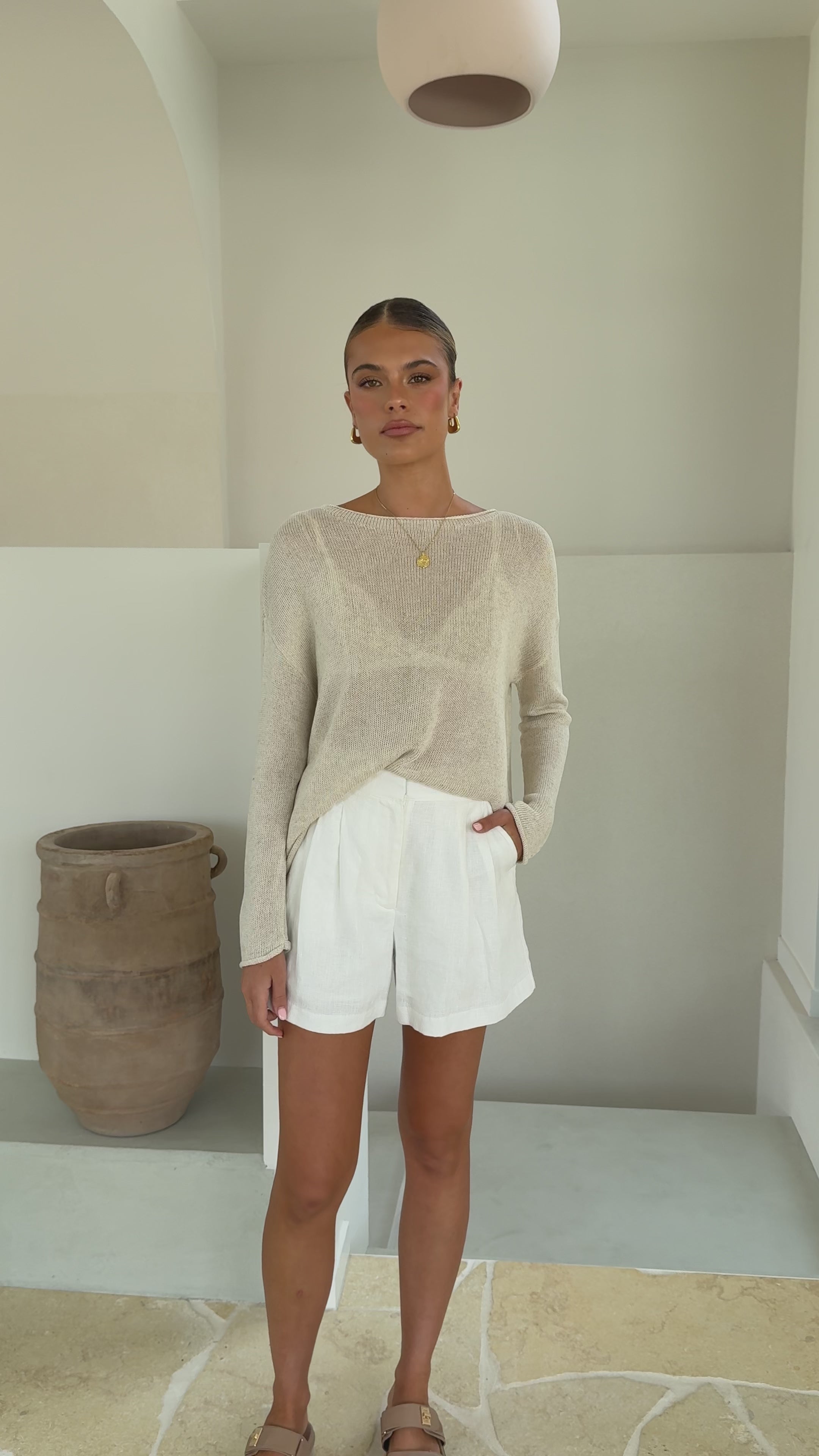 Load video: Lakoa Knit Top - Natural - Billy J