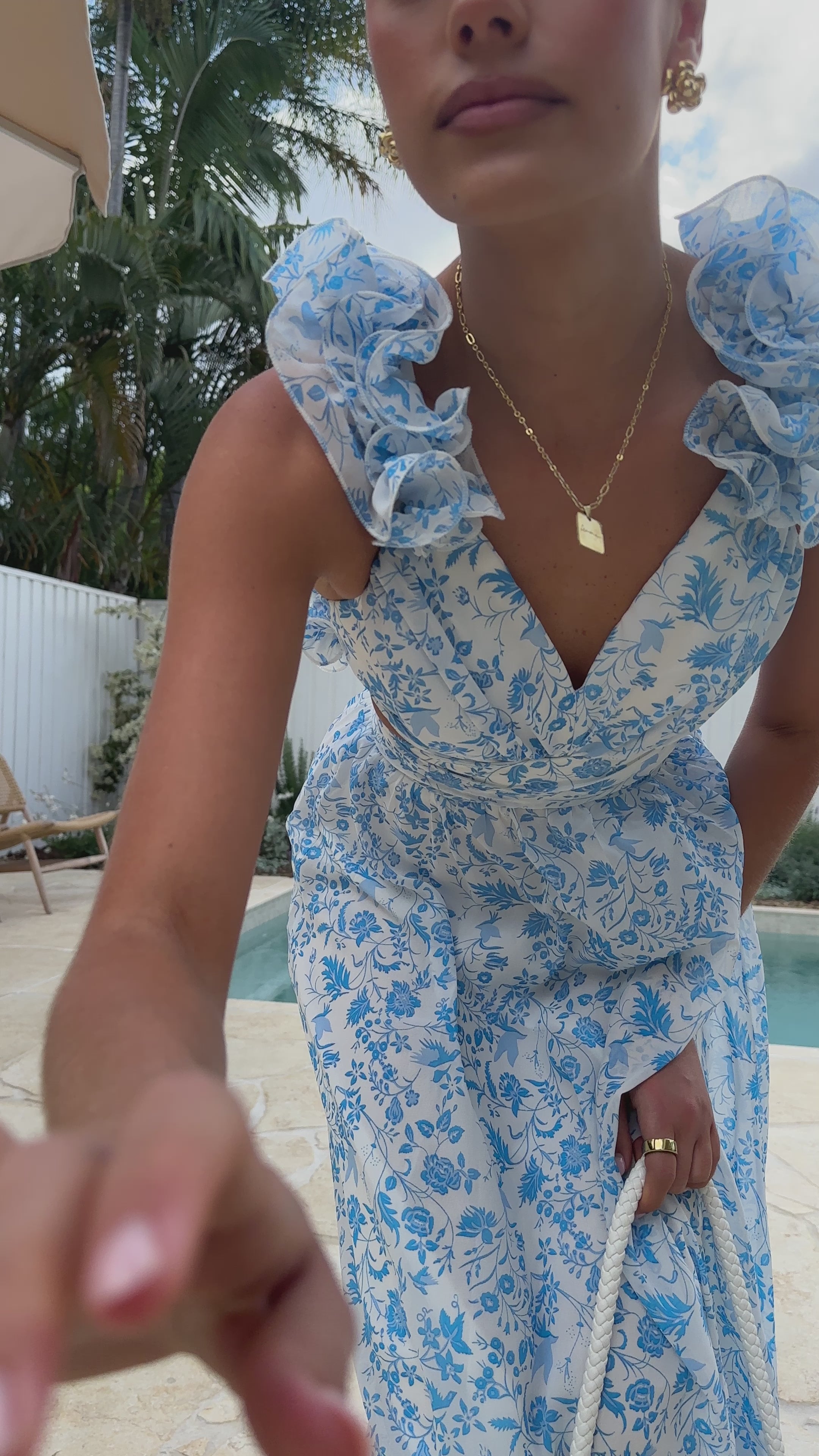 Load video: Galilhai Maxi Dress - Blue/White - Billy J