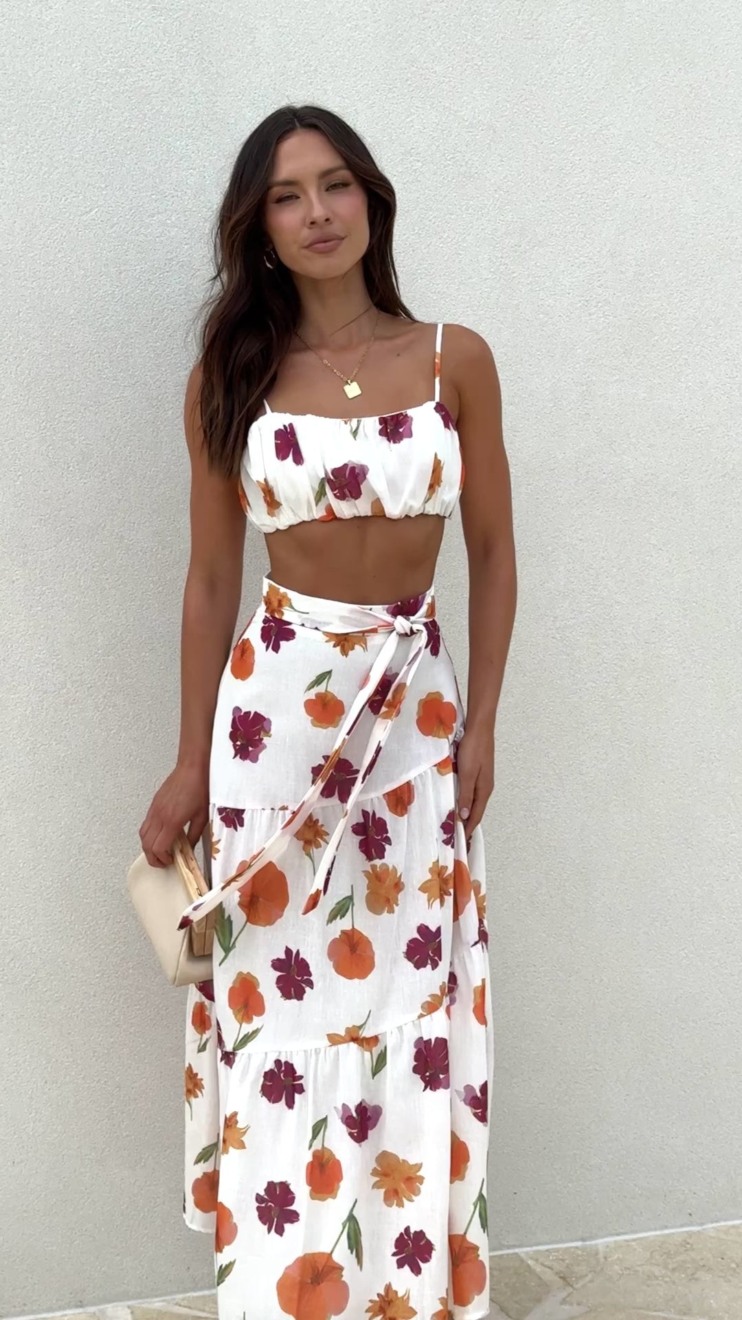 Load video: Saraya Top and Skirt Set - Springtime Print - Billy J