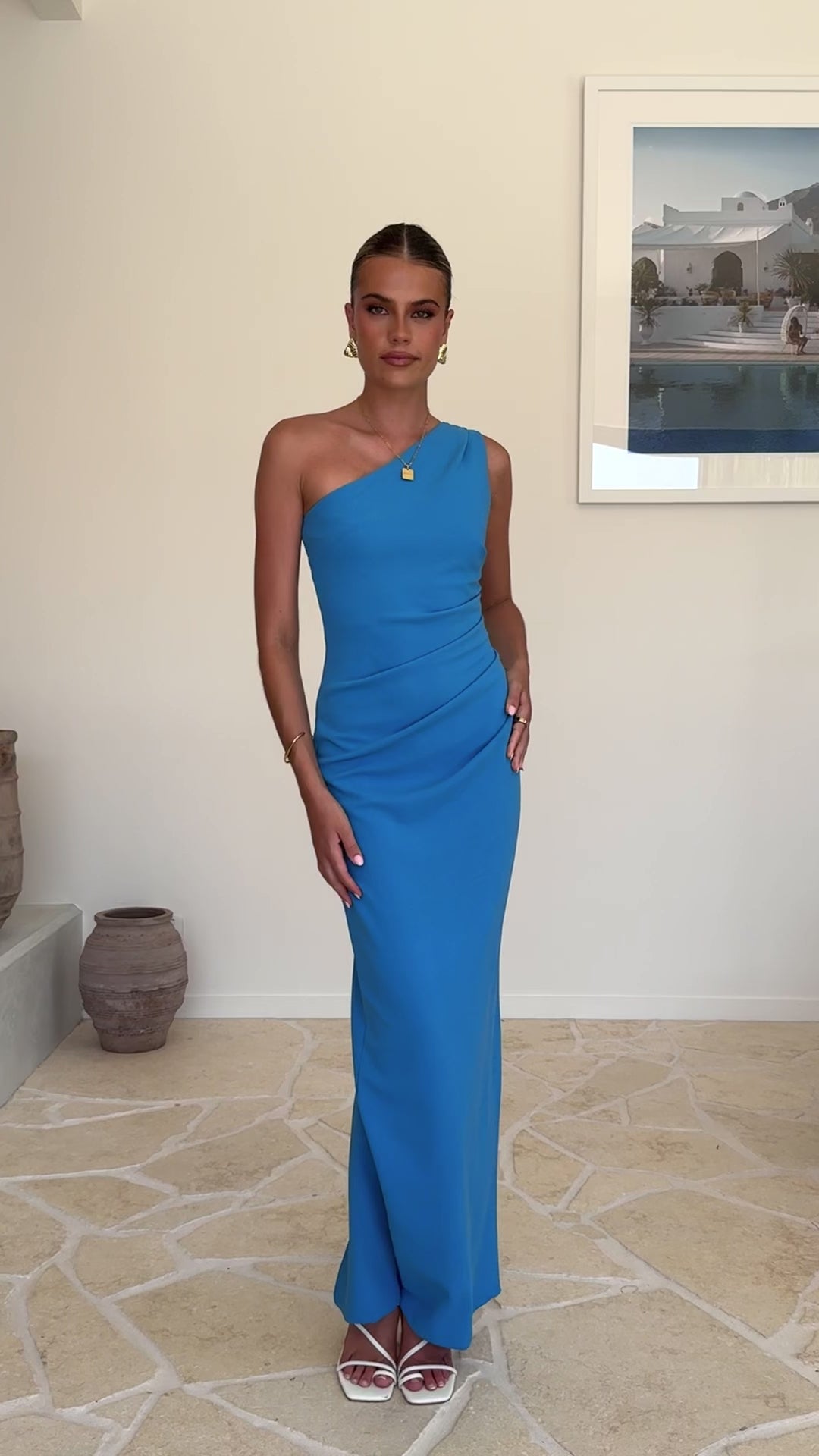 Load video: Cataleya Maxi Dress - Azure Blue - Billy J