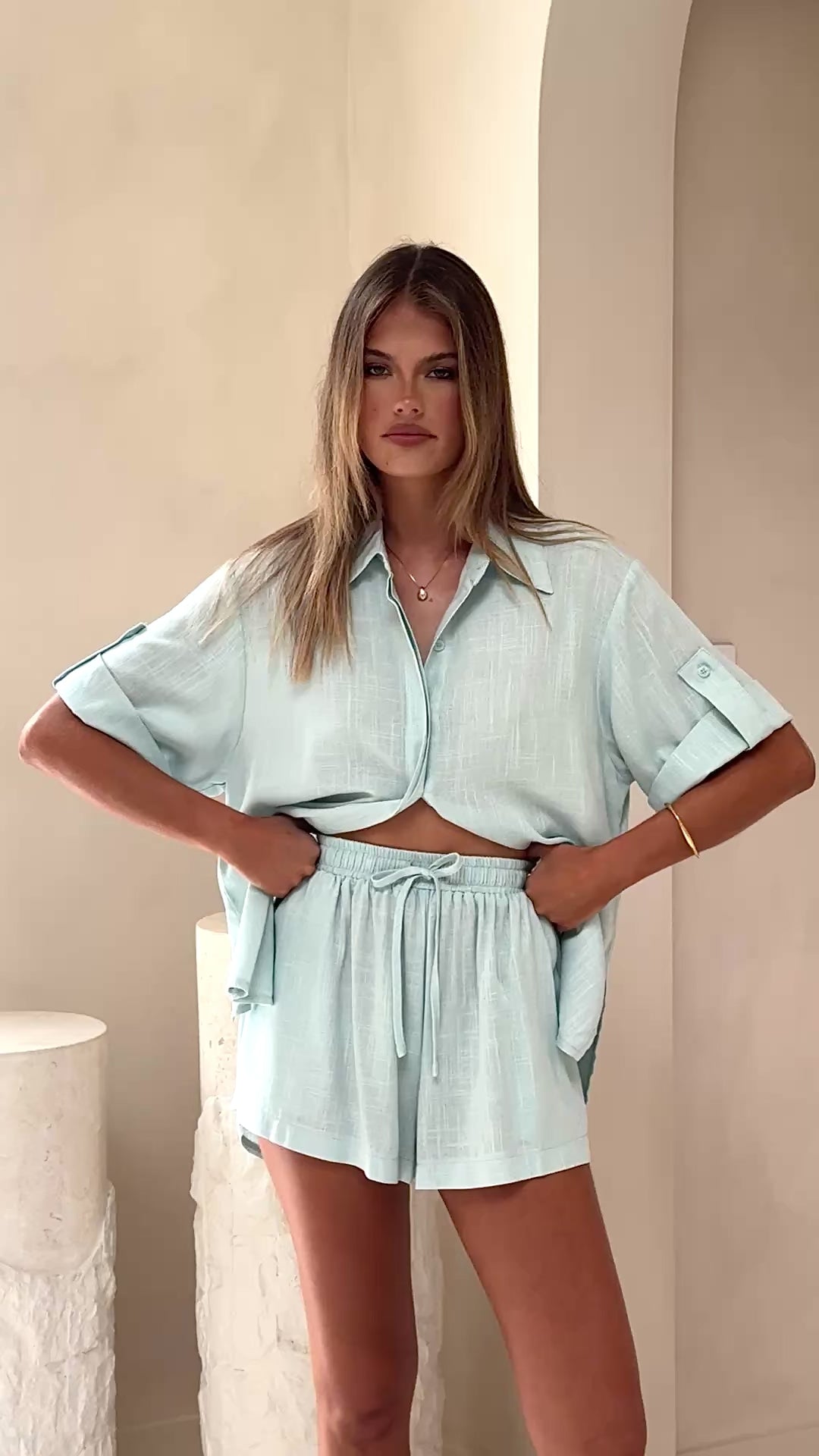Load video: Alma Shorts - Sky Blue - Billy J