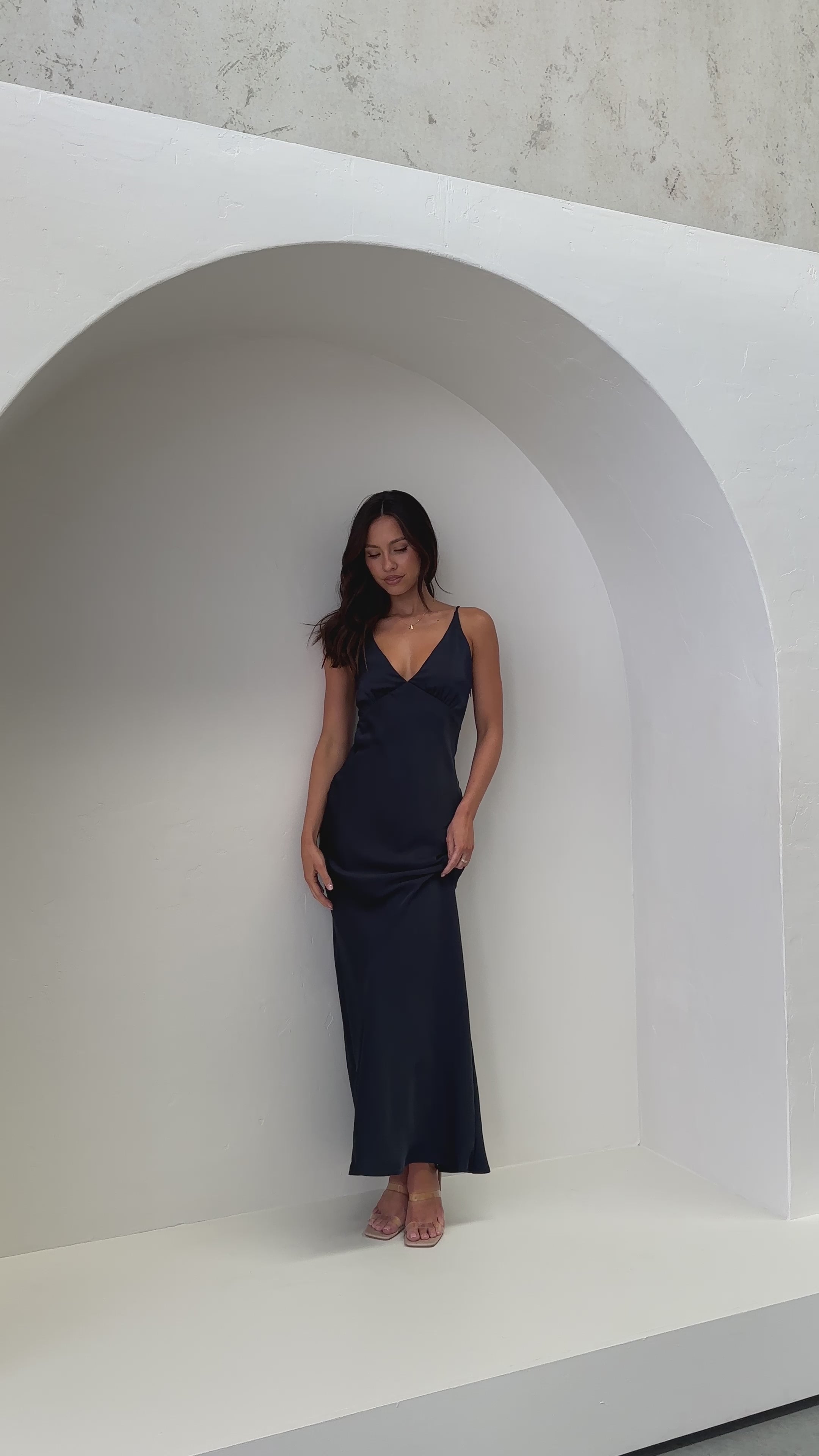 Load video: Ziah Maxi Dress - Navy - Billy J