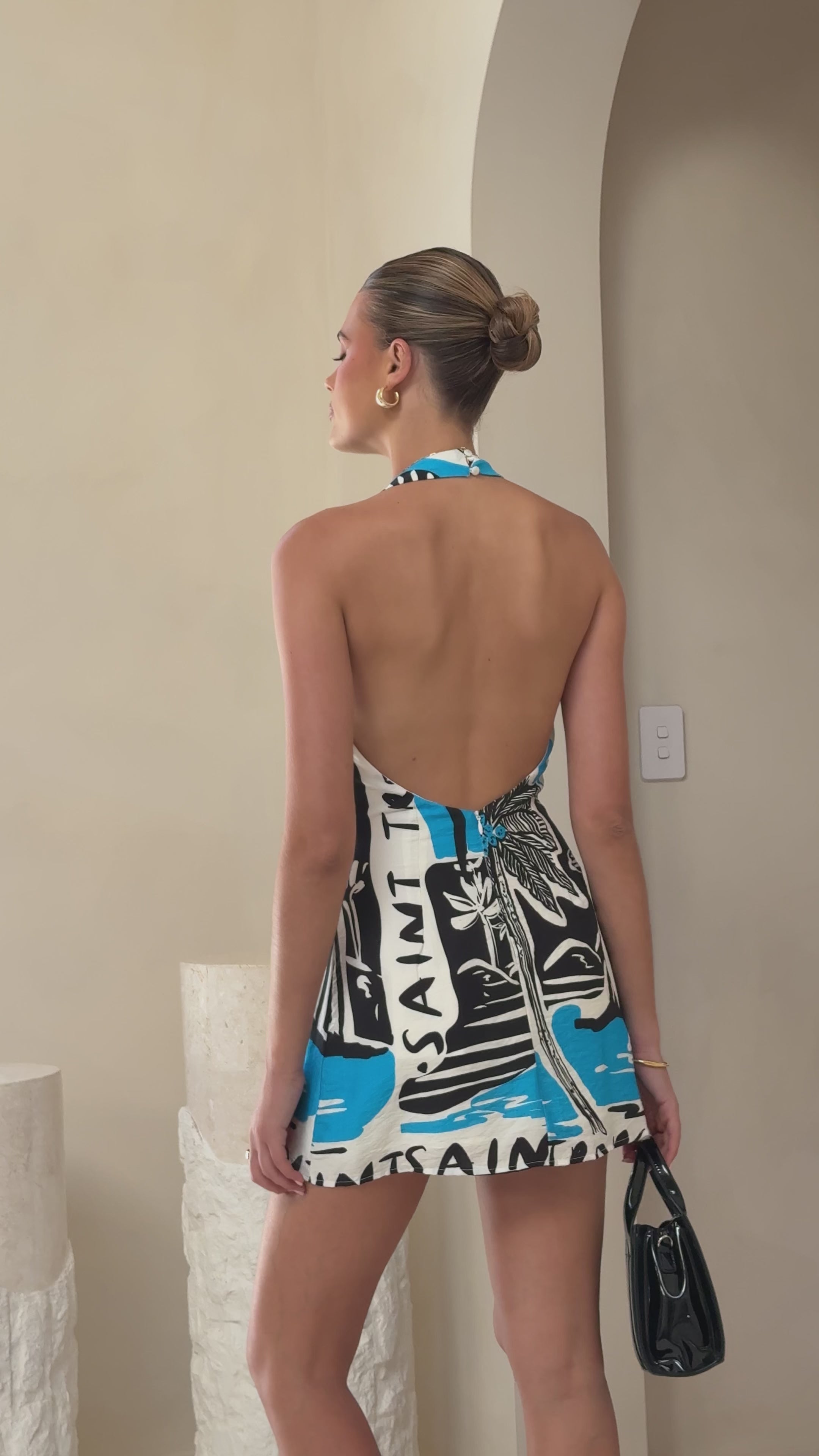 Load video: Nola Mini Dress - Tropez Blue - Billy J