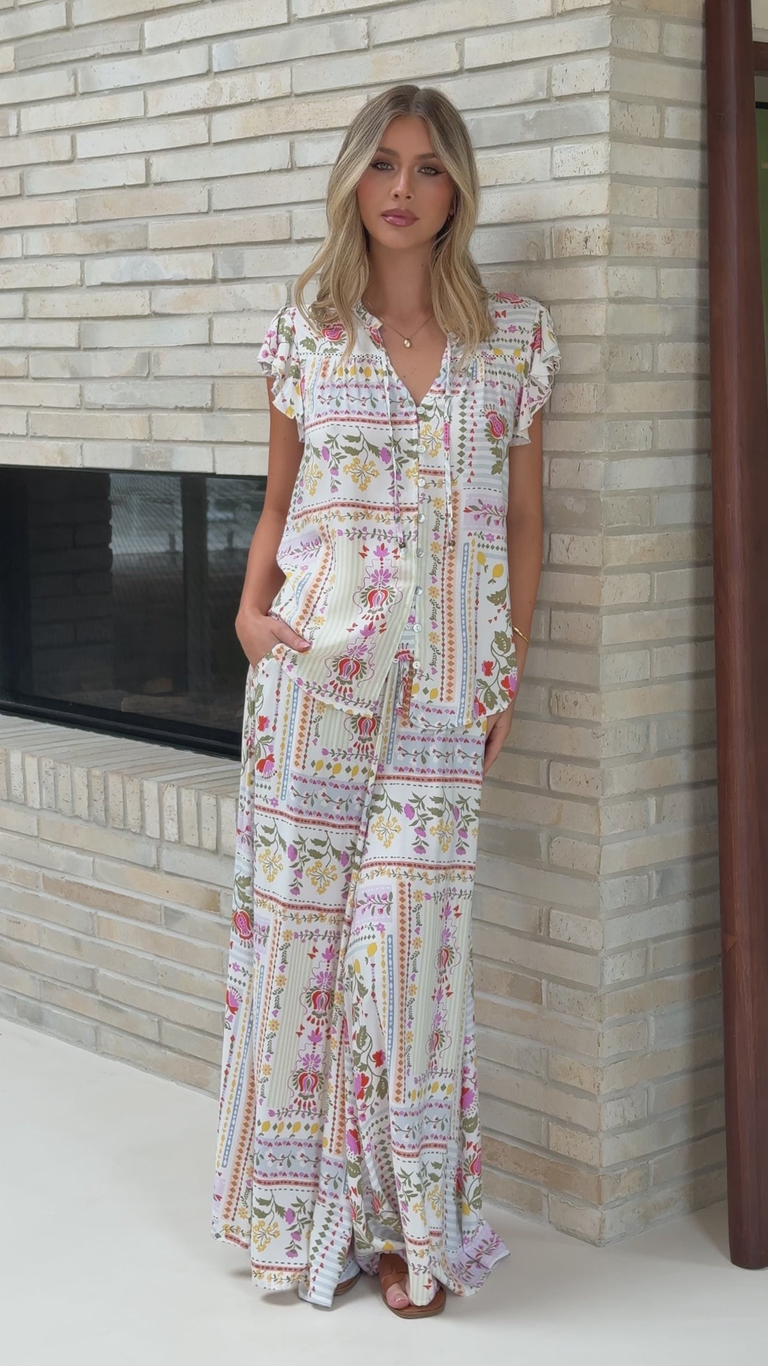 Avery Wide Leg Pants - Leah Print - Billy J