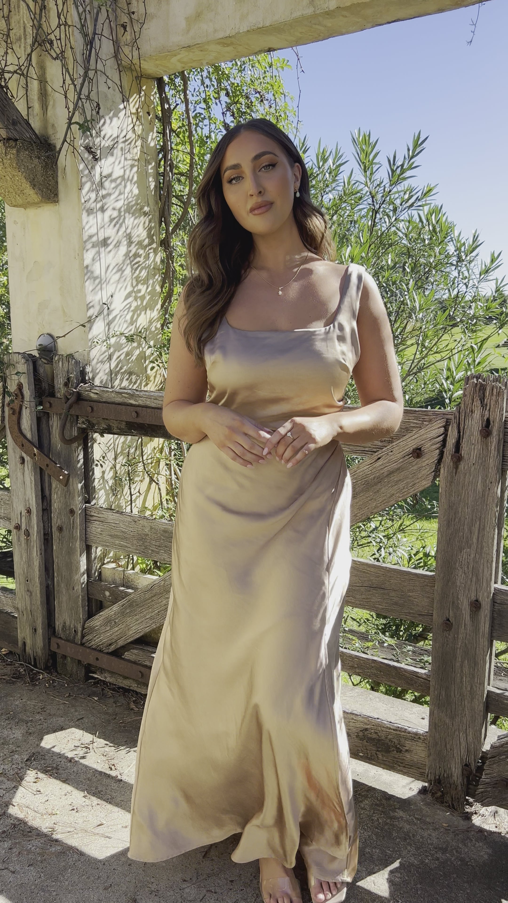 Load video: Alaria Maxi Dress - Gold - Billy J