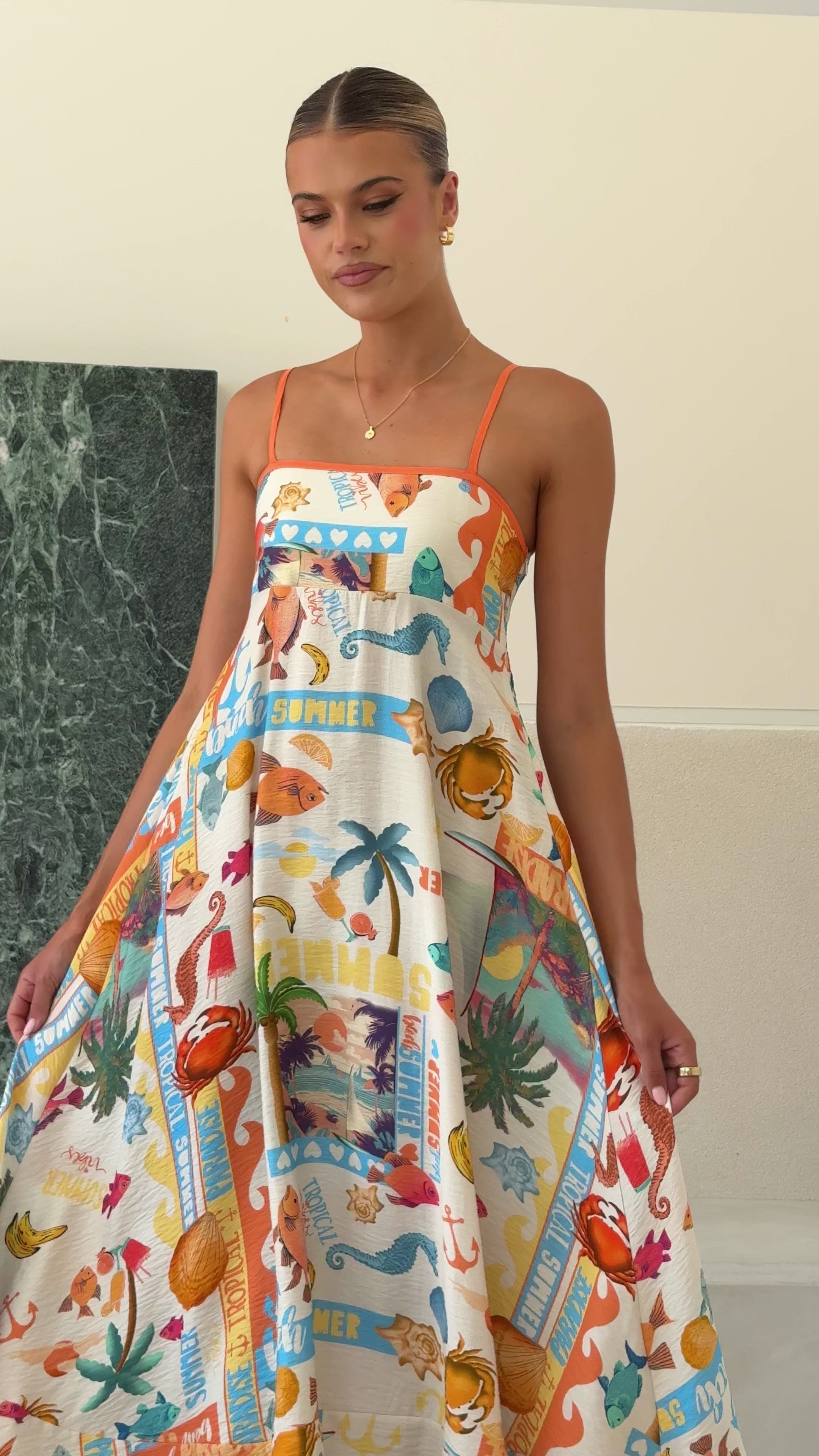 Load video: Cruise Maxi Dress - Tropical Print - Billy J