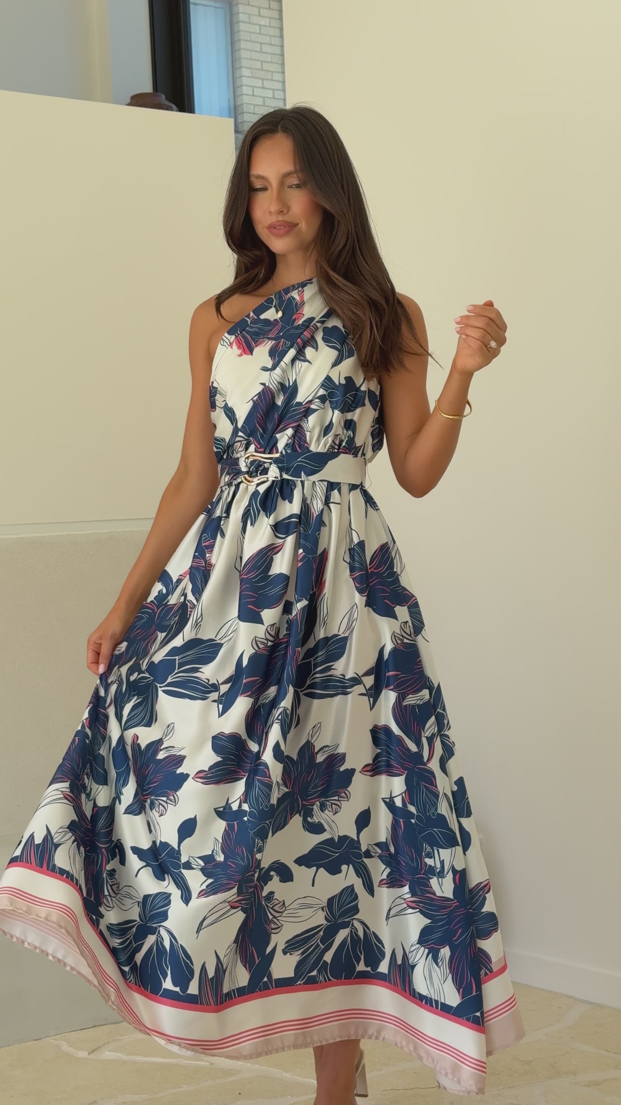 Load video: Hadas Maxi Dress - Blue/White Print - Billy J