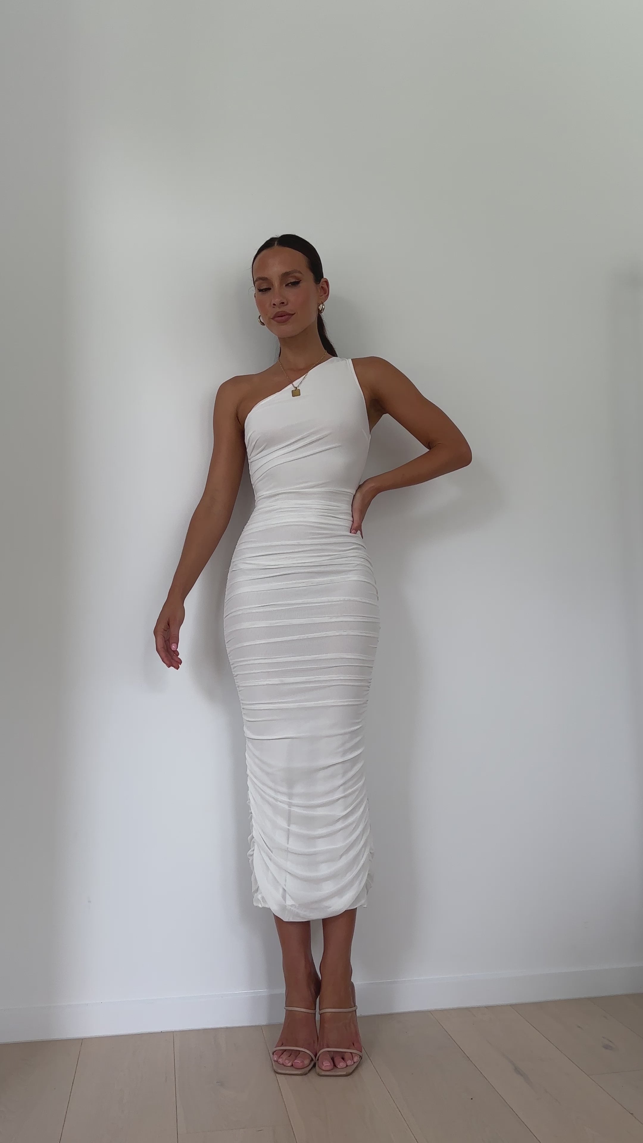 Load video: Natalia Midi Dress - White - Billy J